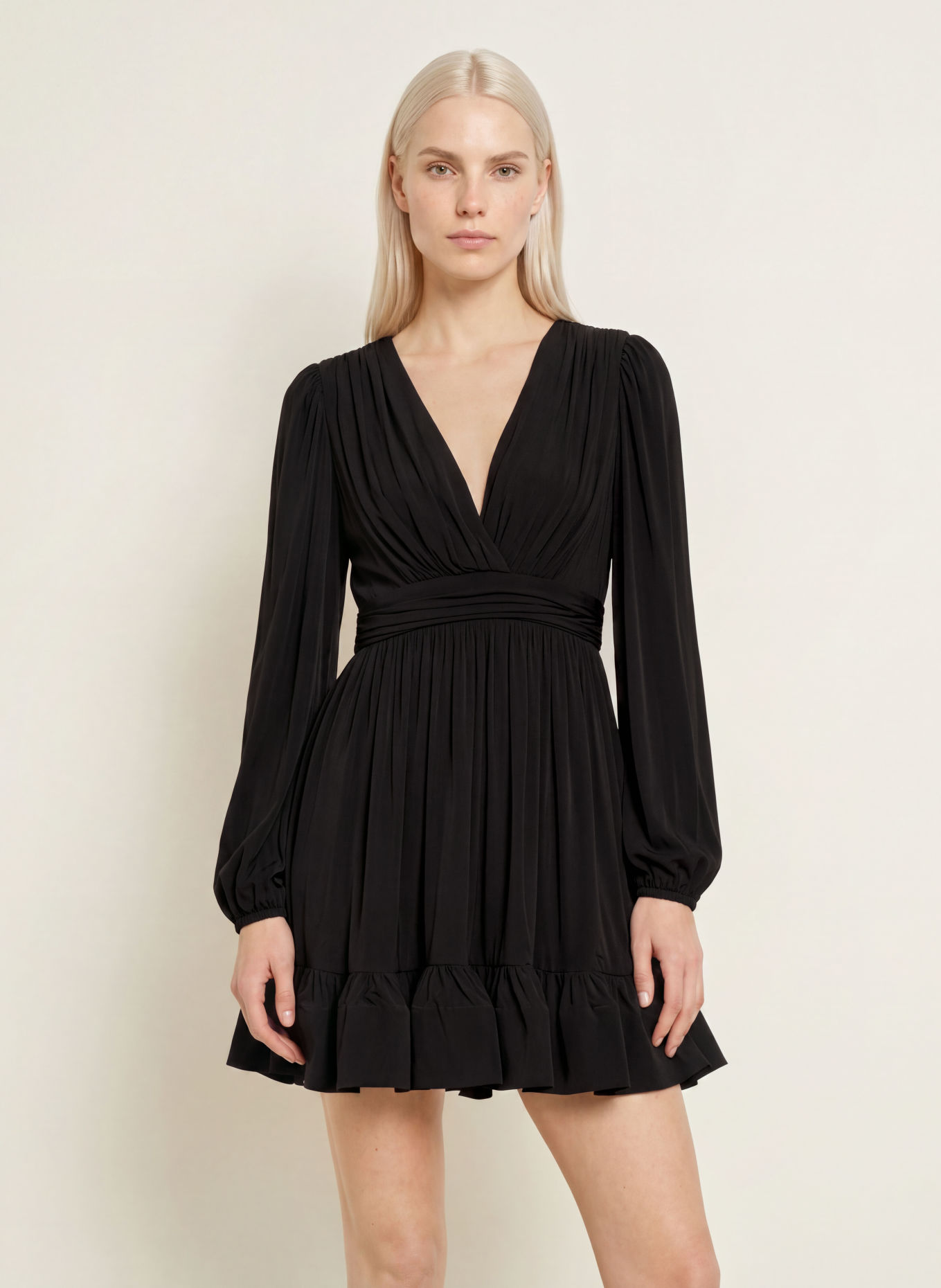 MALINA JADIE cocktail dress with ruffles: BLACK