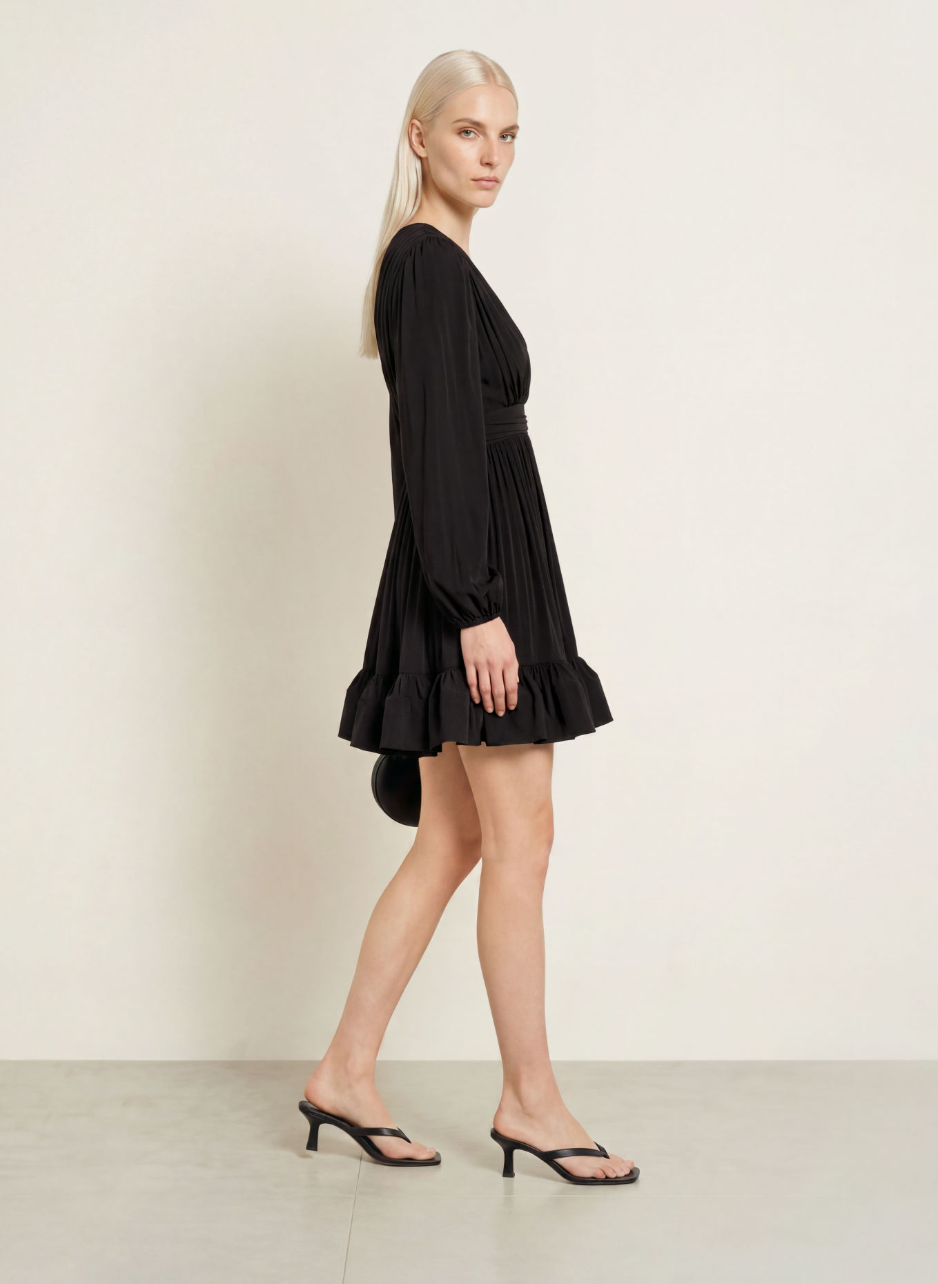 MALINA JADIE cocktail dress with ruffles: BLACK