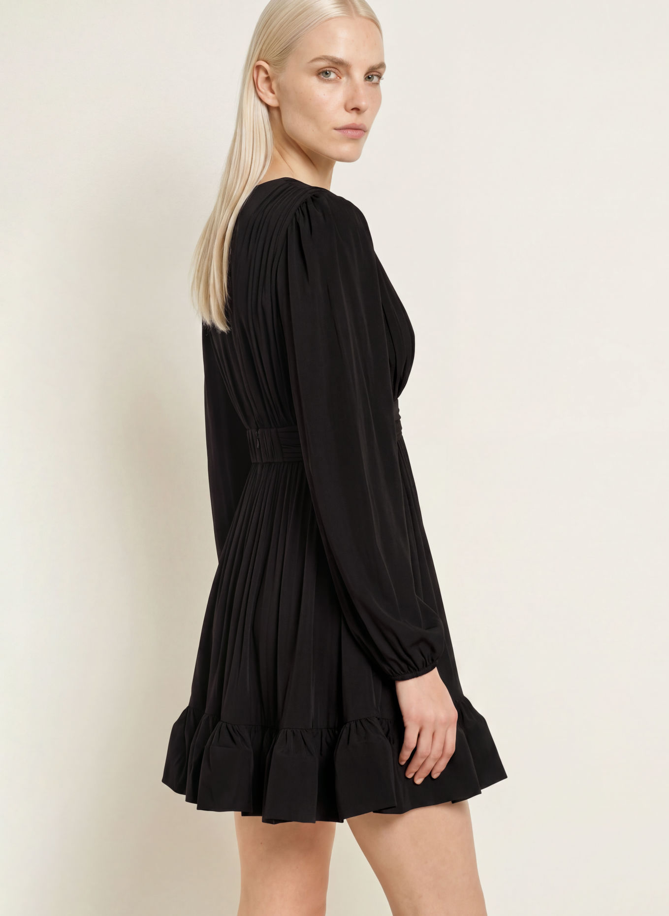 MALINA JADIE cocktail dress with ruffles: BLACK