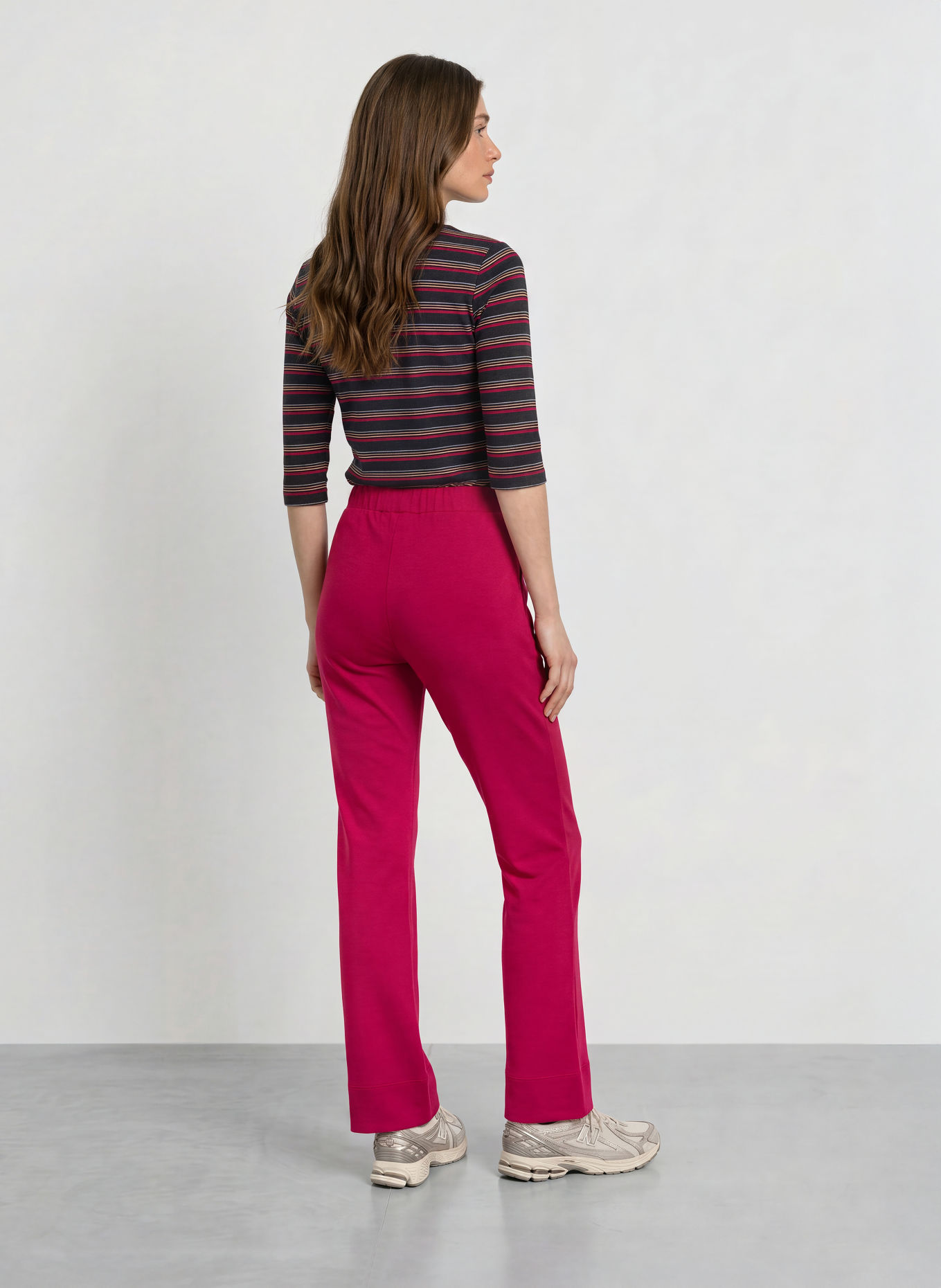 JOY sportswear Shirt GINA mit 3/4-Arm und Glitzergarn: SCHWARZ / SILBER / FUCHSIA