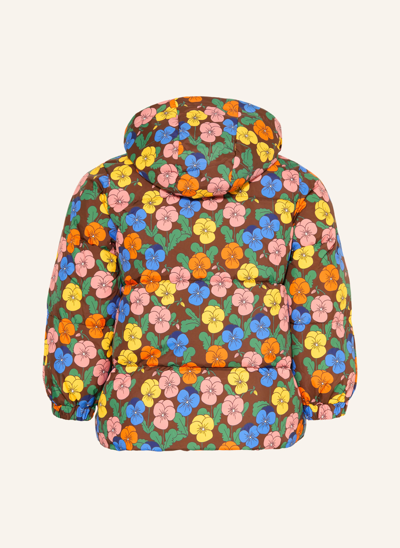 mini rodini Steppjacke VIOLAS mit abnehmbarer Kapuze: DUNKELBRAUN / GELB / BLAU