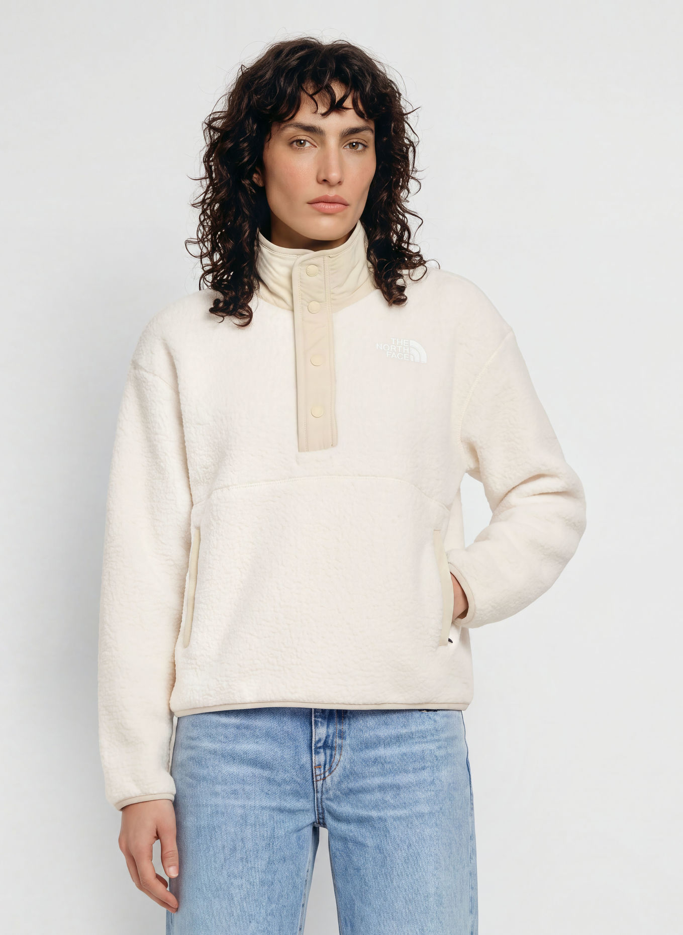 THE NORTH FACE CRAGMONT SNAP Fleece Jacket: CREAM / BEIGE