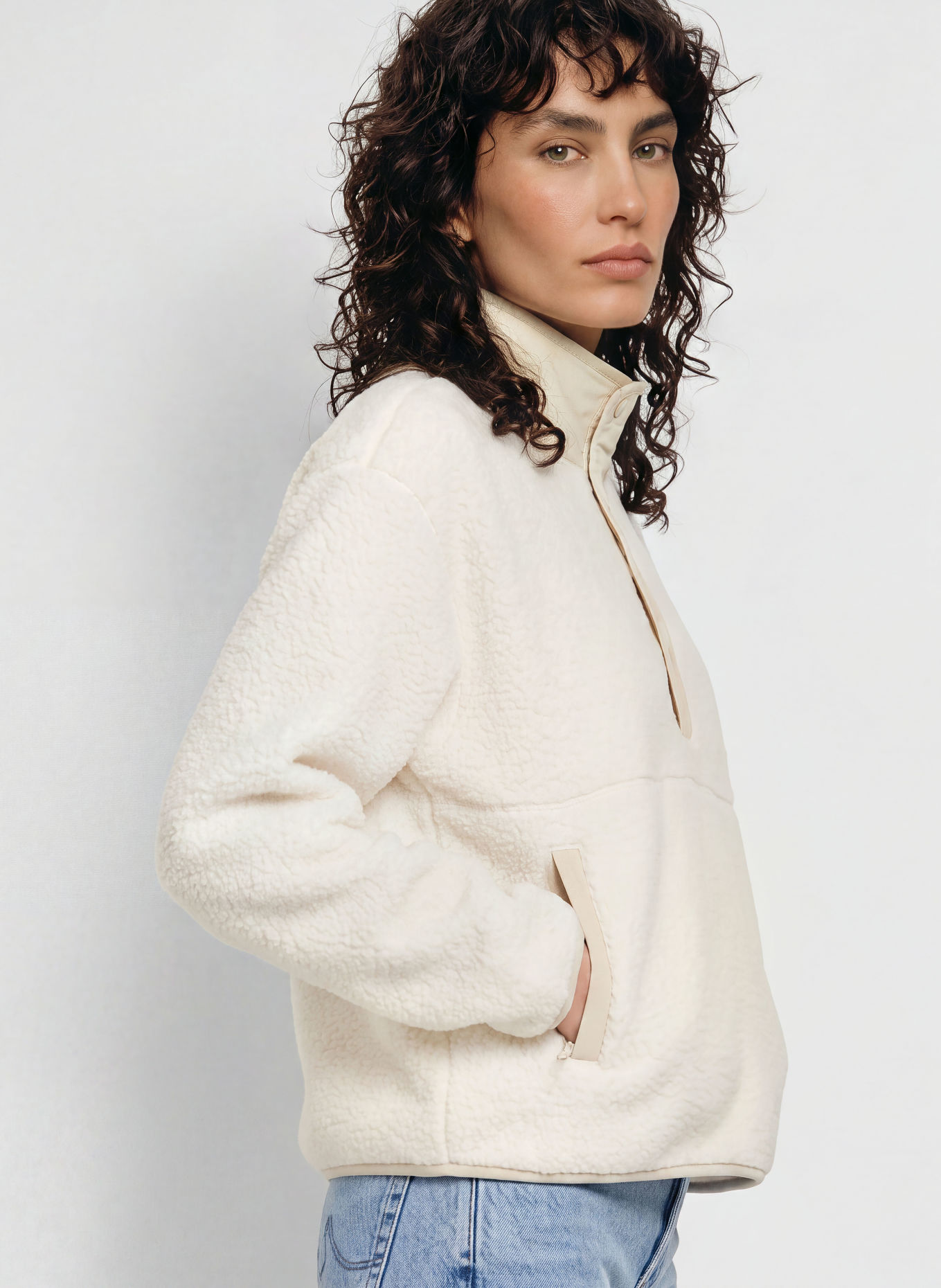 THE NORTH FACE CRAGMONT SNAP Fleece Jacket: CREAM / BEIGE