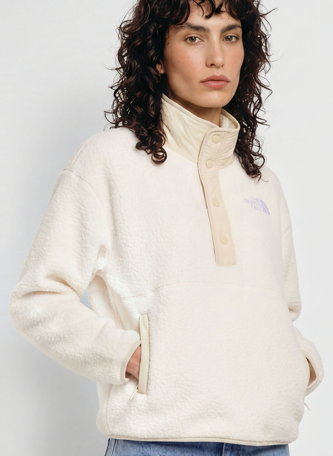 THE NORTH FACE CRAGMONT SNAP Fleece Jacket: CREAM / BEIGE