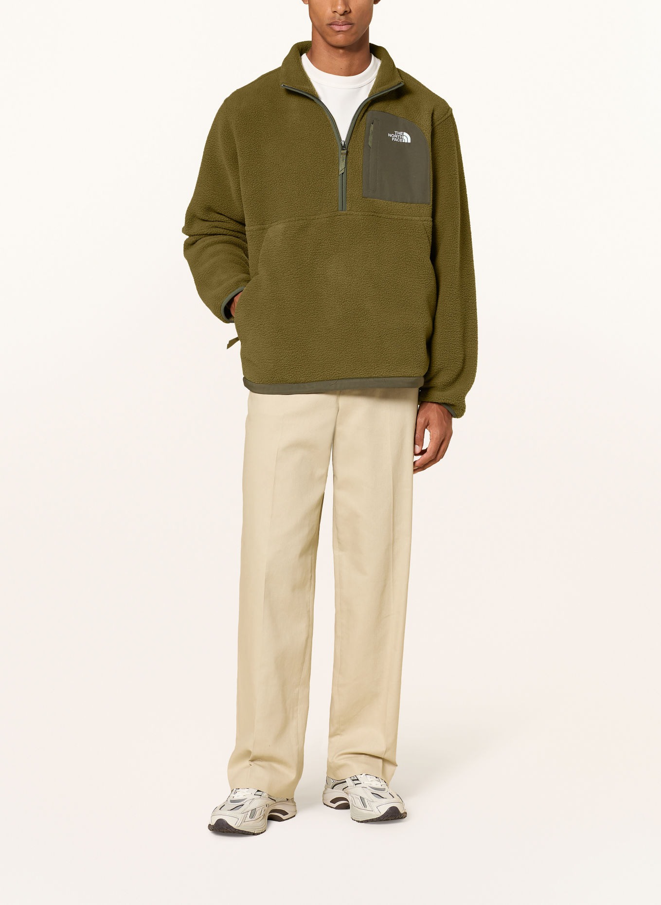 THE NORTH FACE Fleecetrui met halve rits YUMIORI: OLIJF / KAKI