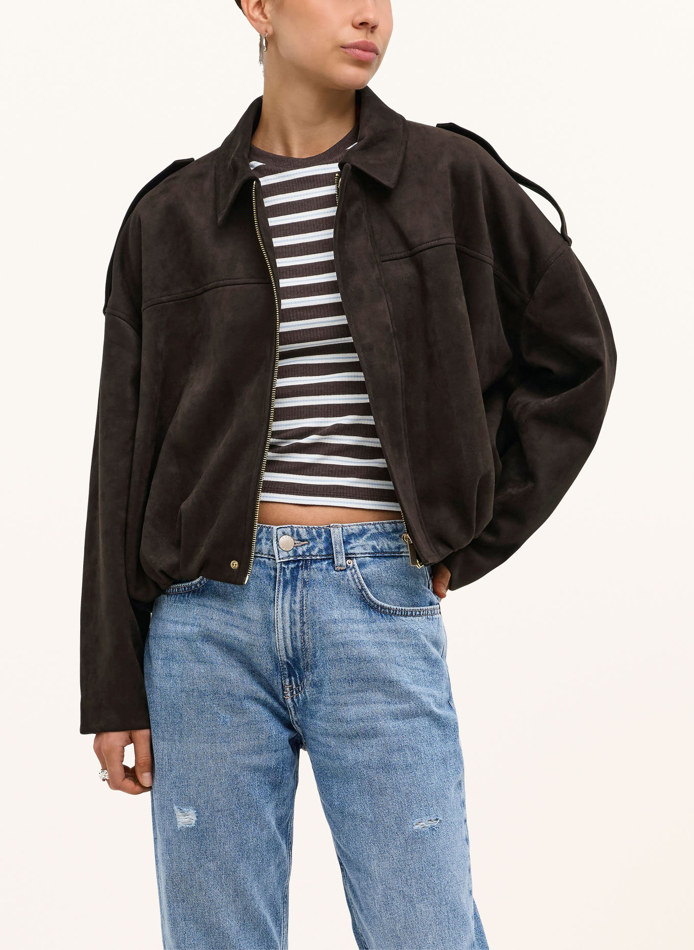 ONLY Leather-look jacket: DARK BROWN