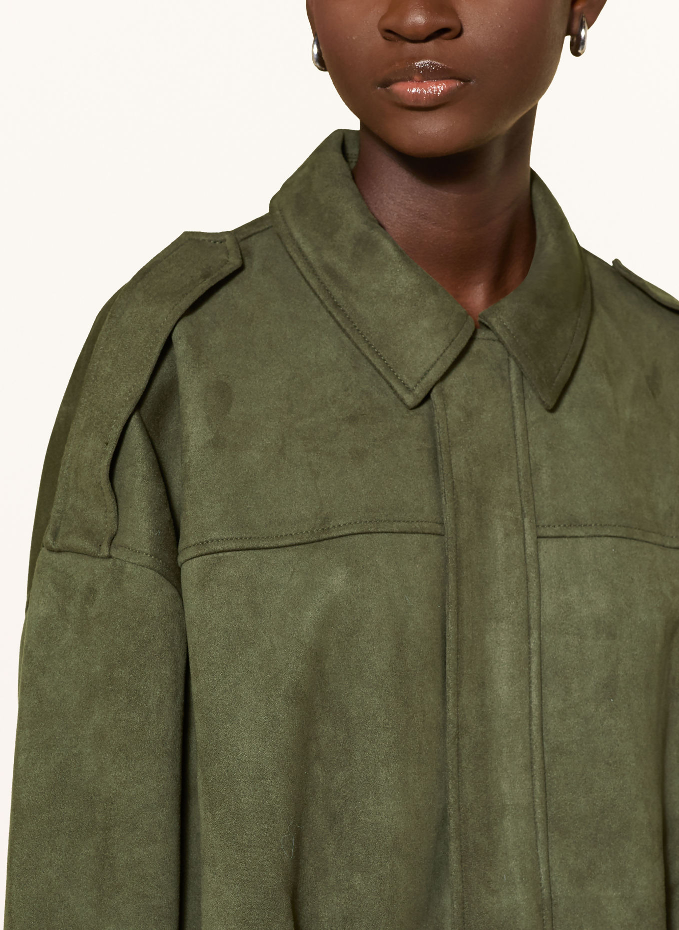 ONLY Leather-look jacket: OLIVE