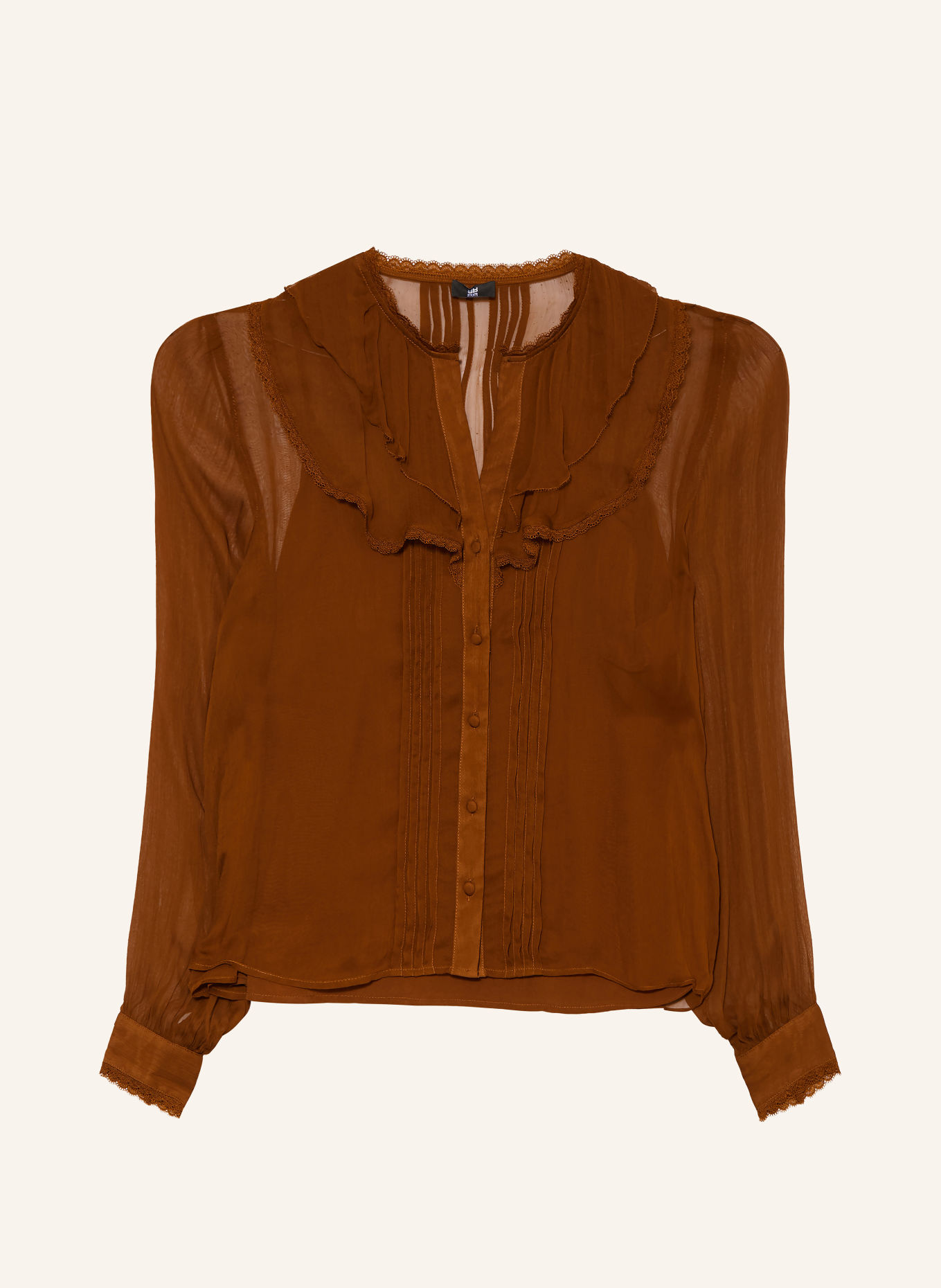 RIANI Blouse met kant en volants: BRUIN