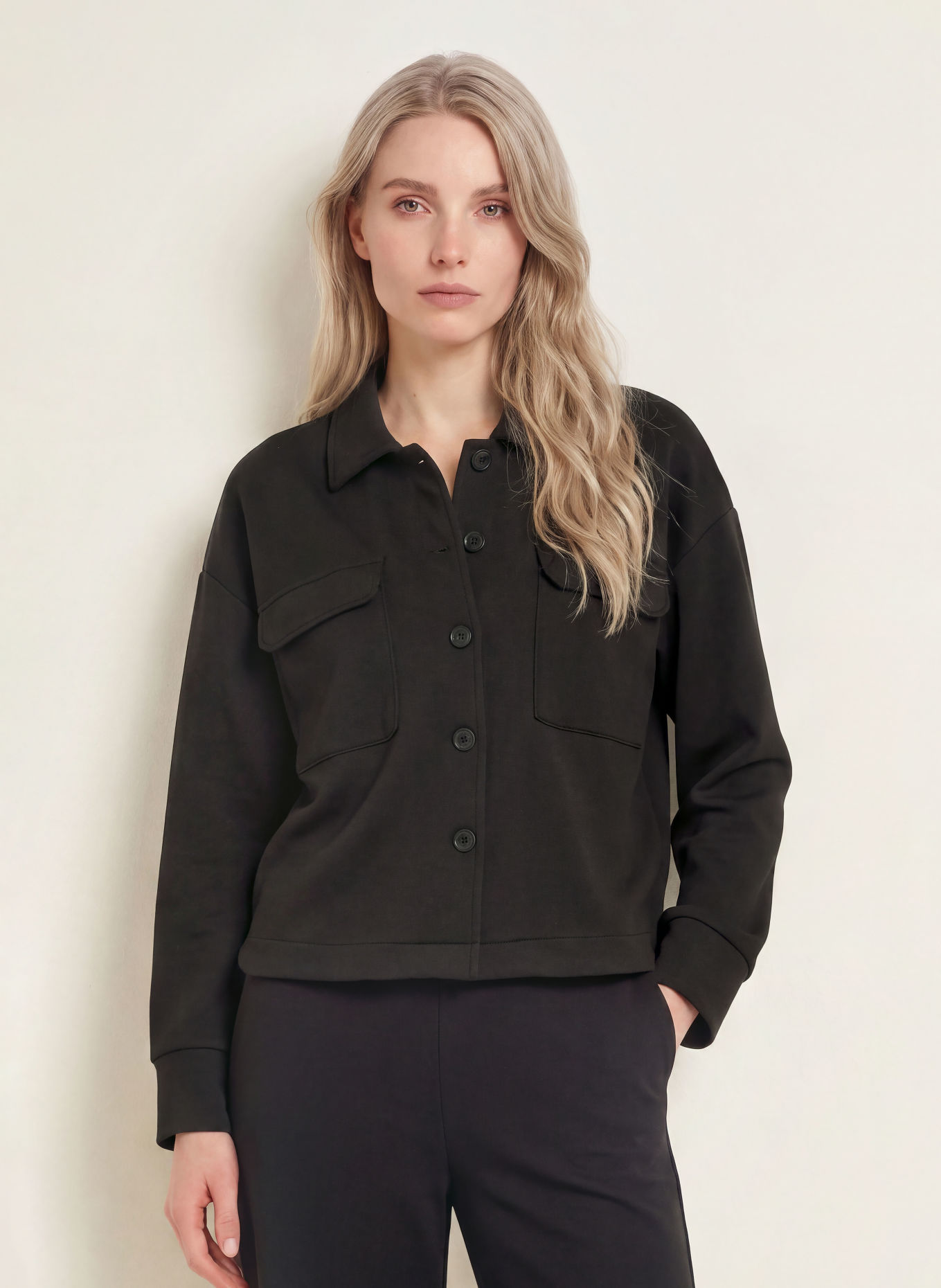 Marc O'Polo Overjacket aus Jersey: SCHWARZ
