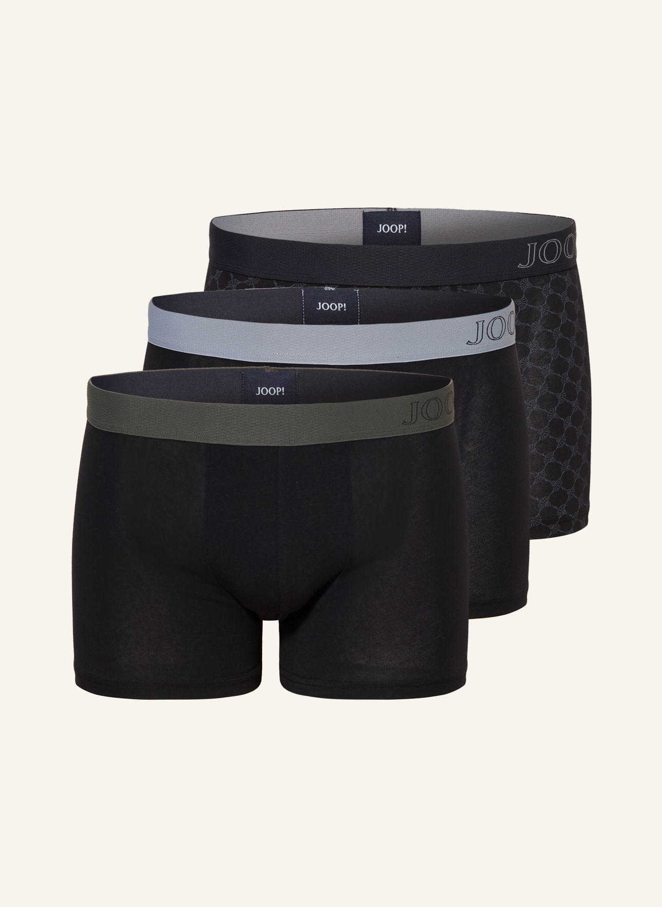 JOOP! 3er-Pack Boxershorts: SCHWARZ / GRAU