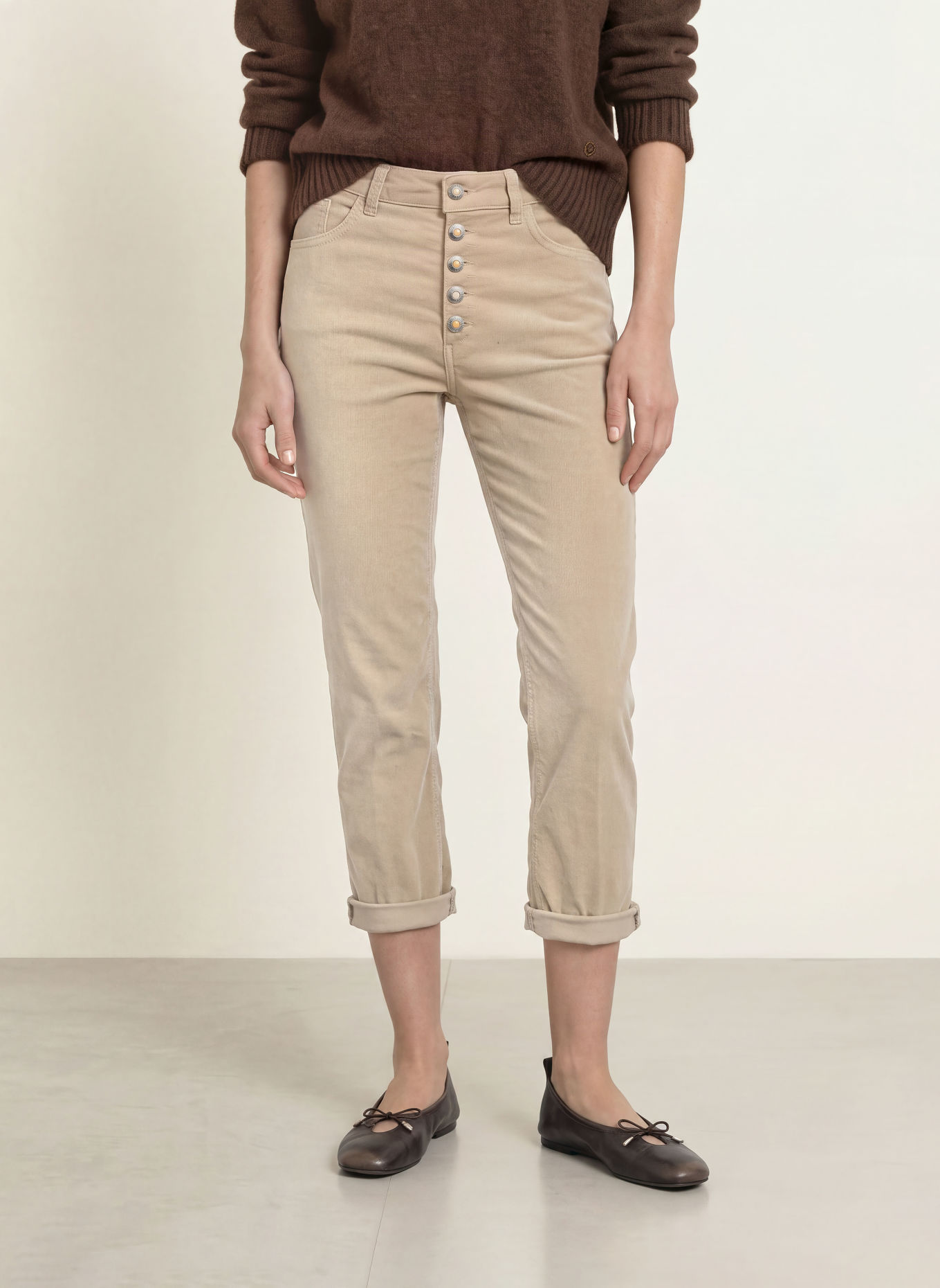 Dondup 7/8-length KOONS corduroy Chinos: BEIGE