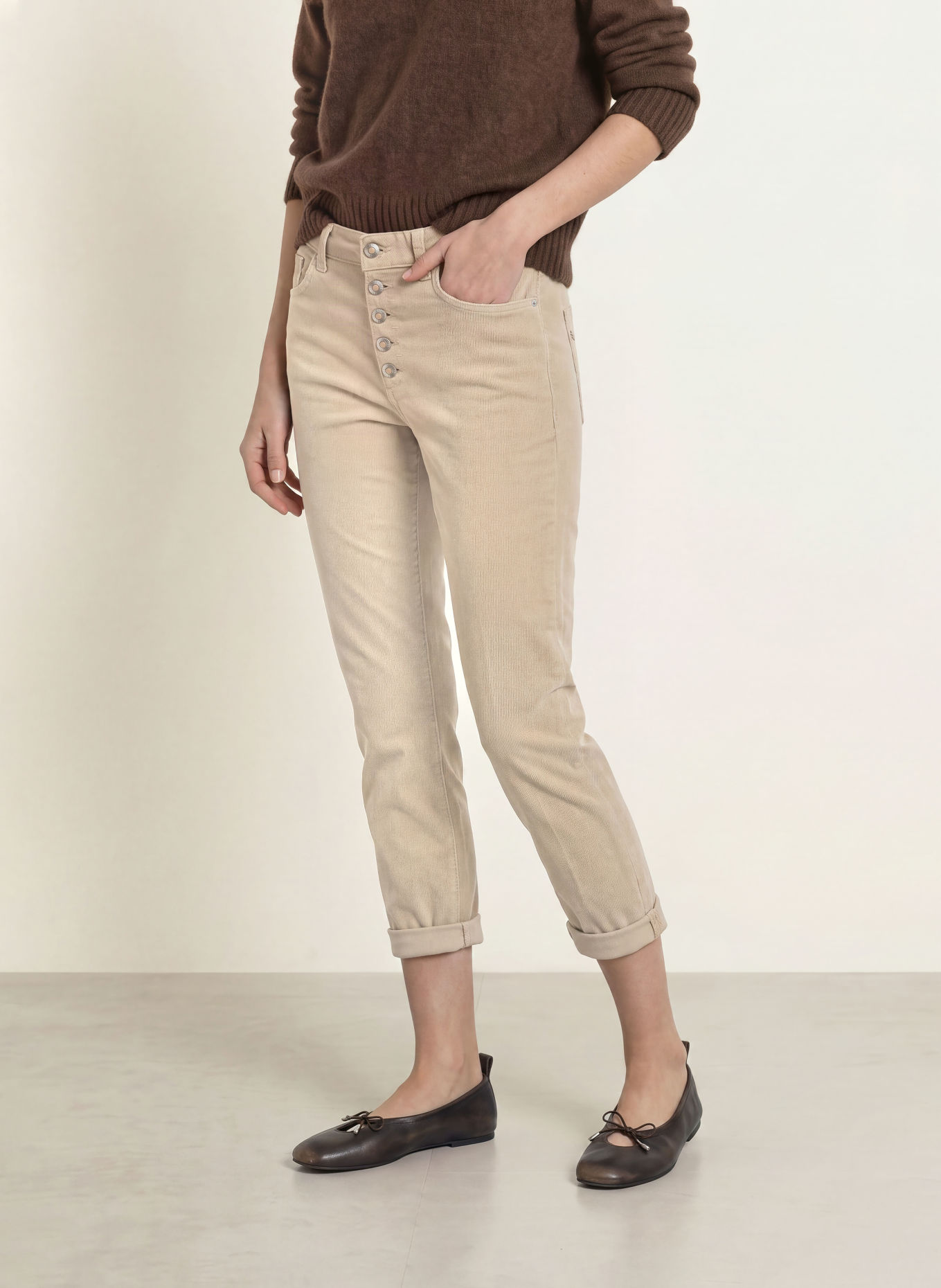 Dondup 7/8-length KOONS corduroy Chinos: BEIGE