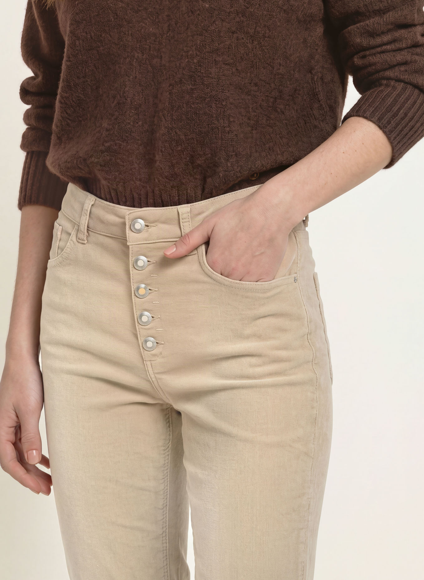 Dondup 7/8-length KOONS corduroy Chinos: BEIGE
