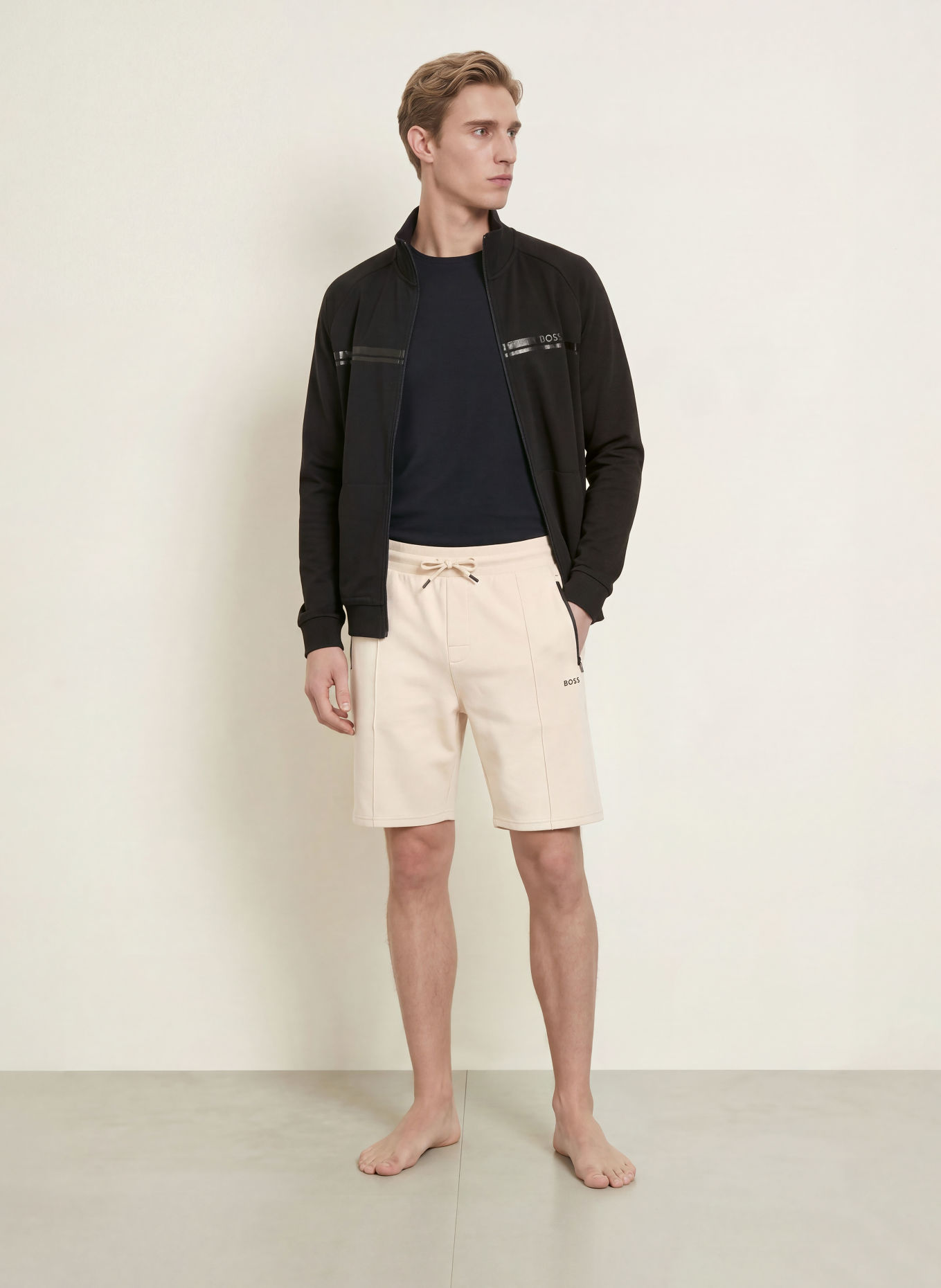 BOSS AUTHENTIC Lounge Sweatshirt Jacket: BLACK
