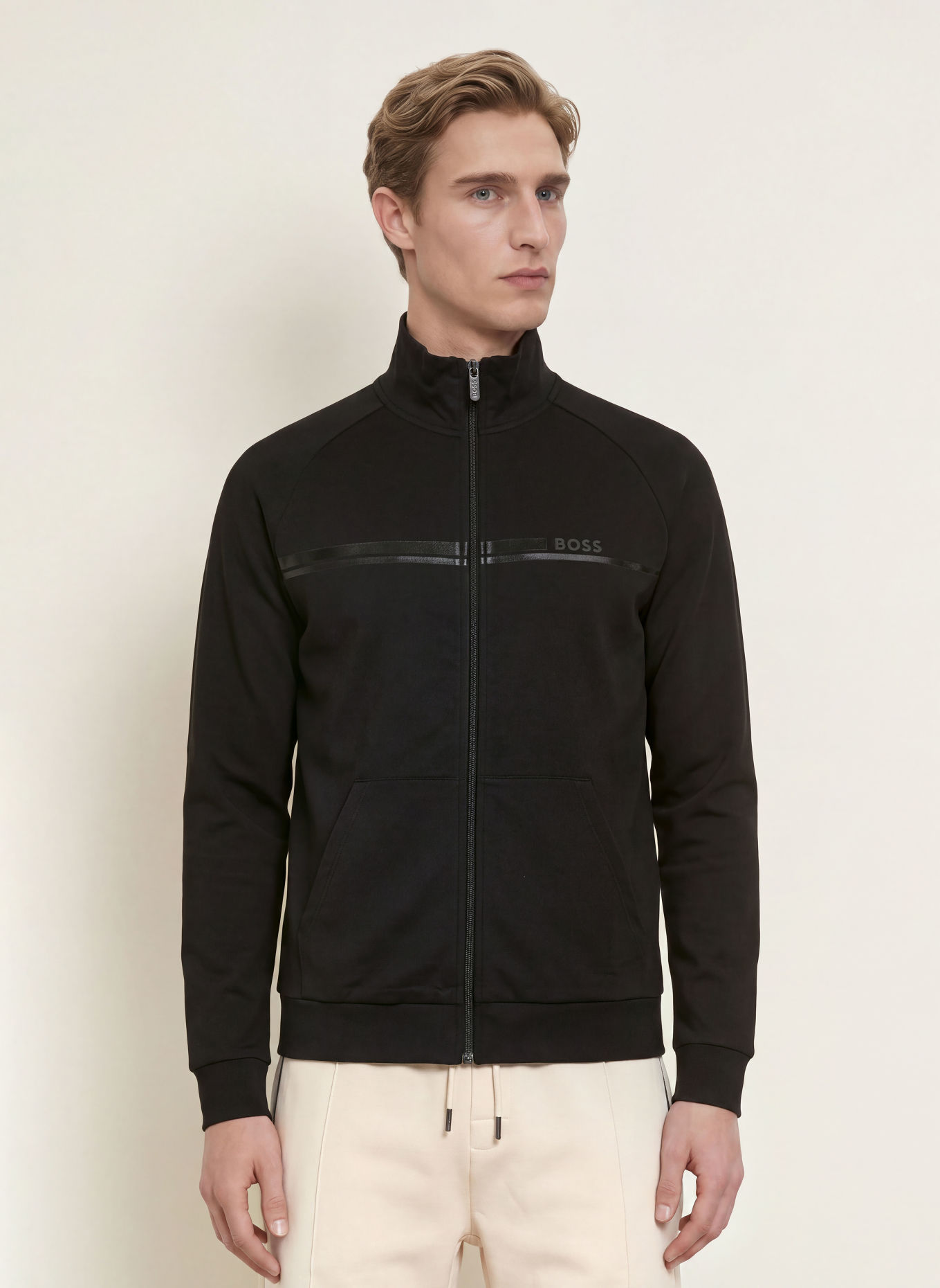 BOSS AUTHENTIC Lounge Sweatshirt Jacket: BLACK