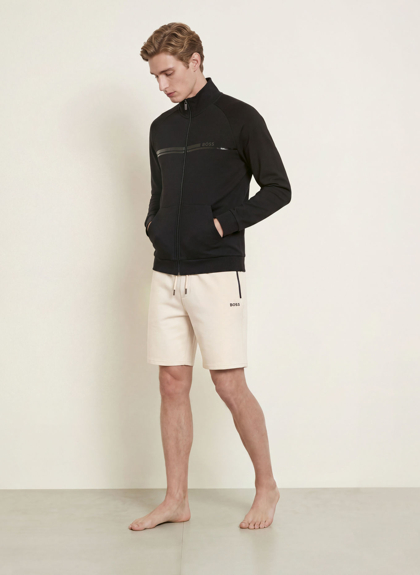 BOSS AUTHENTIC Lounge Sweatshirt Jacket: BLACK