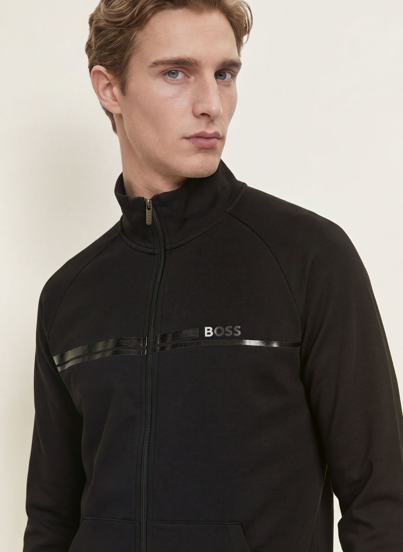 BOSS AUTHENTIC Lounge Sweatshirt Jacket: BLACK
