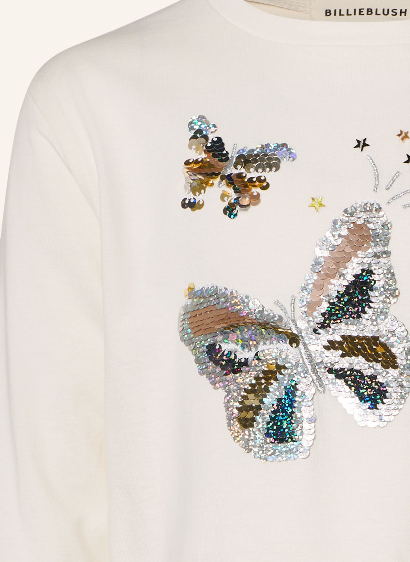 Billieblush Long-sleeve shirt with sequins and glitter yarn: CREAM / SILVER / GOLD