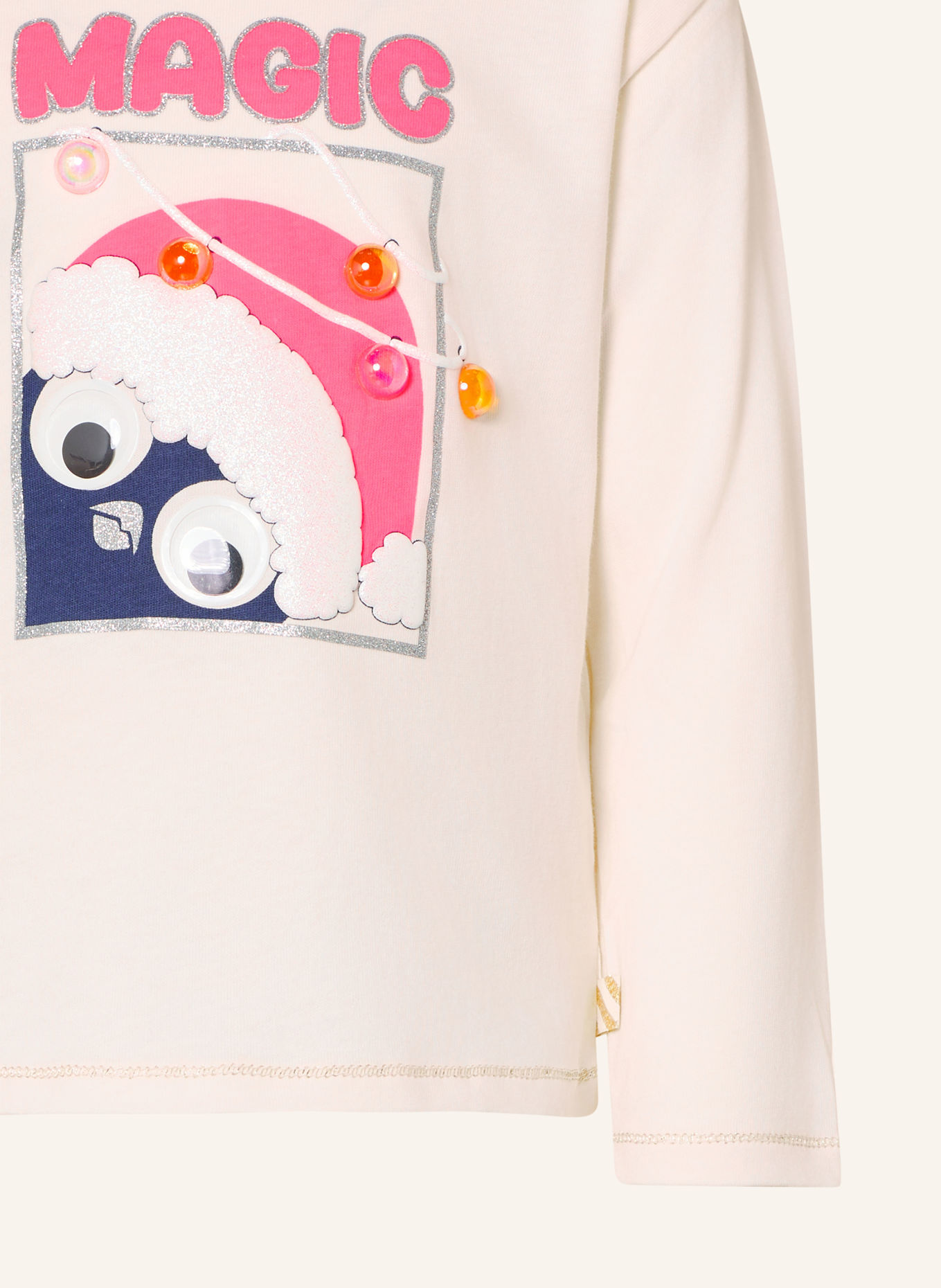 Billieblush Longsleeve met sierparels: CRÈME / ZILVER / NEONROZE