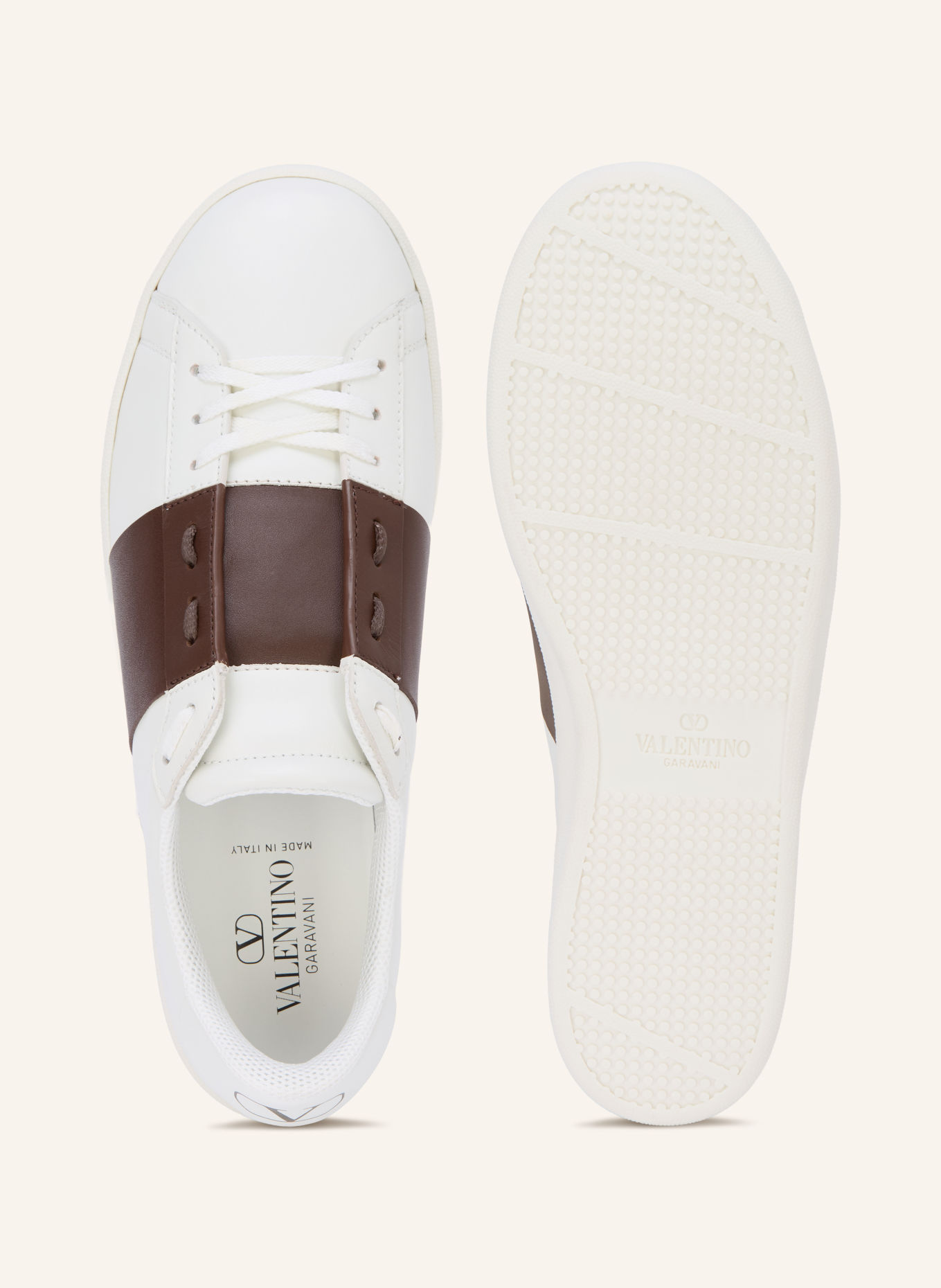 VALENTINO GARAVANI Sneaker OPEN ROYCO: MARRON FONCÉ / WIT