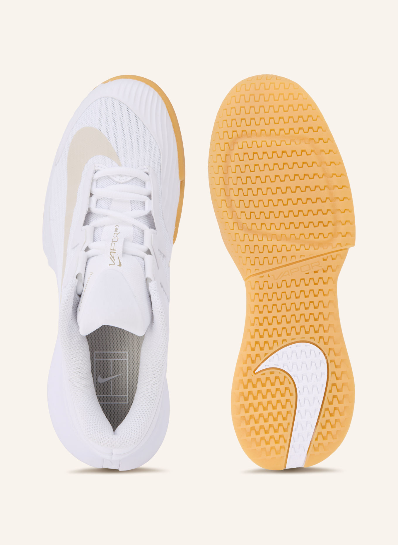 Nike VAPOR PRO 3 Tennis Shoes: WHITE / BEIGE