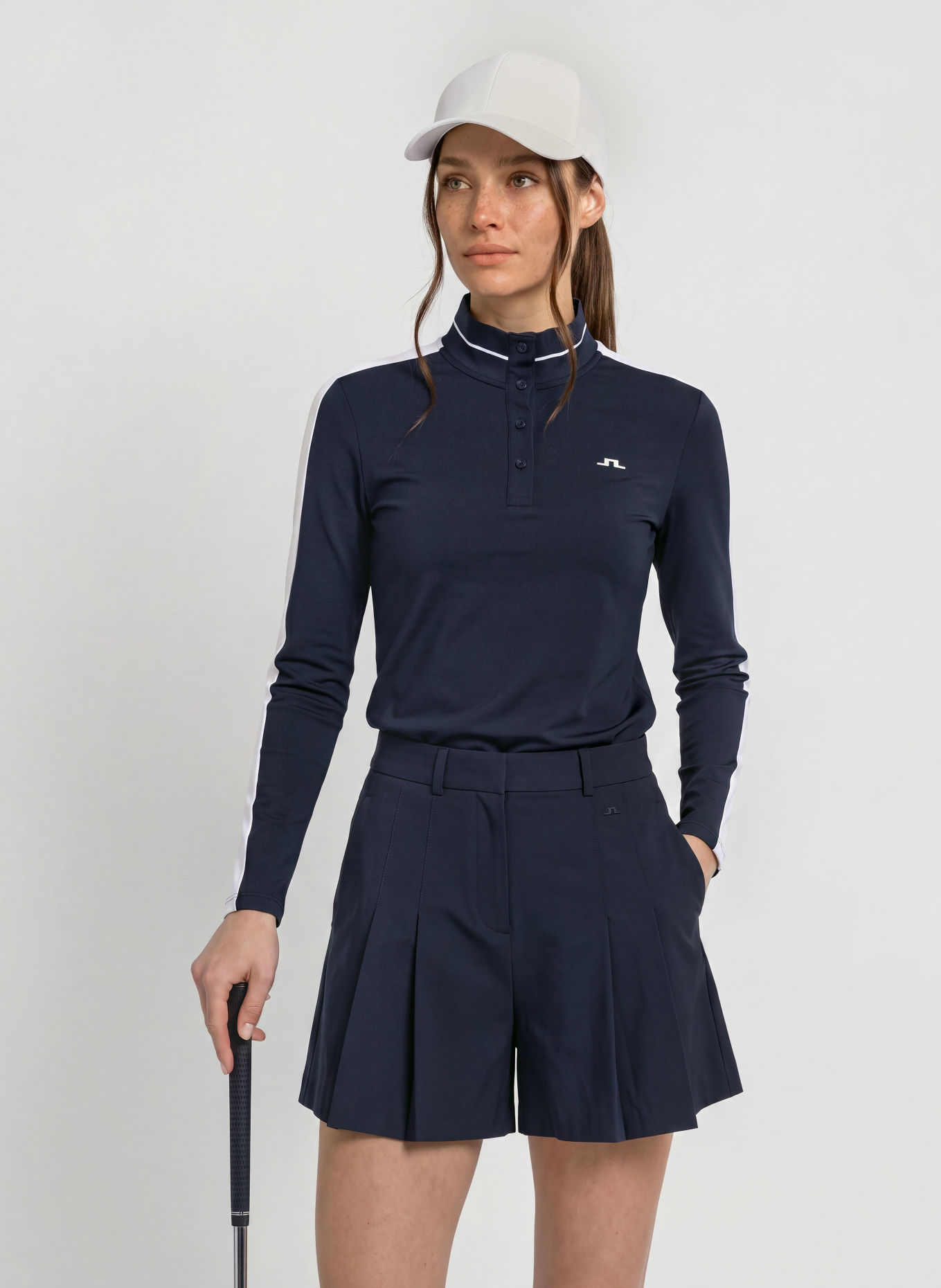 J.LINDEBERG Functional polo shirt: DARK BLUE / WHITE