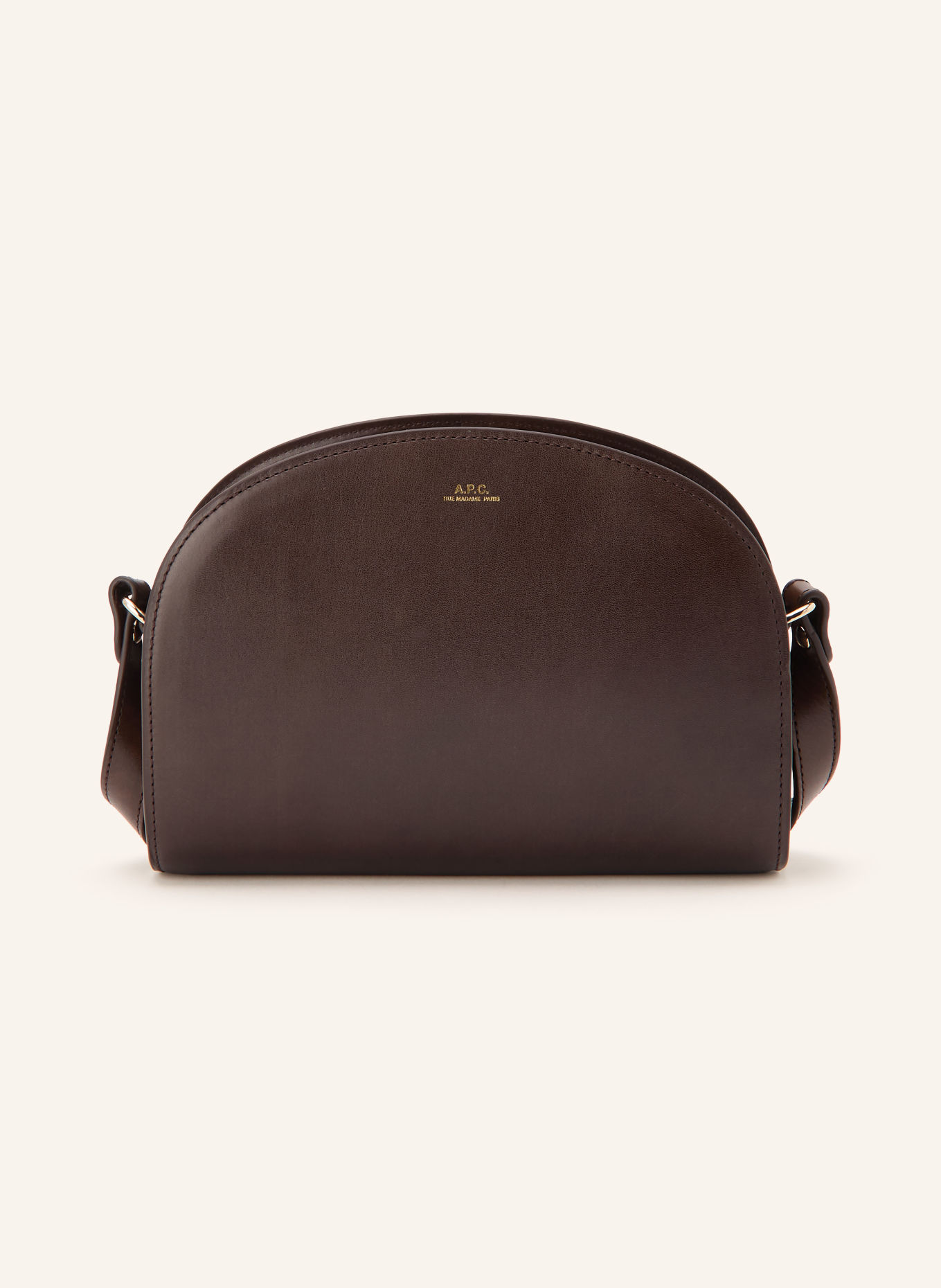 A.P.C. DEMI LUNE Shoulder Bag: DARK BROWN / GOLD