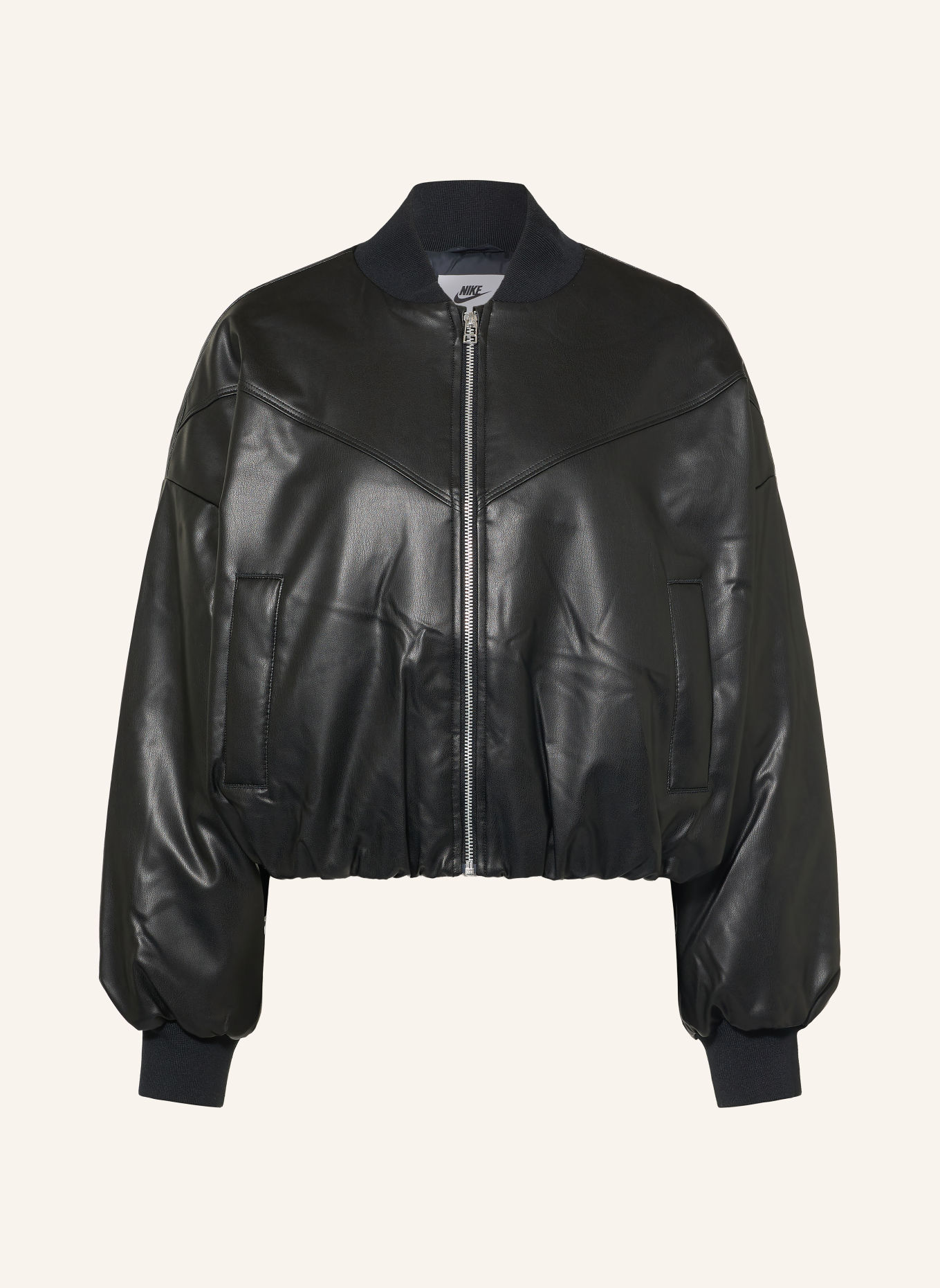 Nike Jacheta PLEATHER BOMBER cu aspect de piele: NEGRU