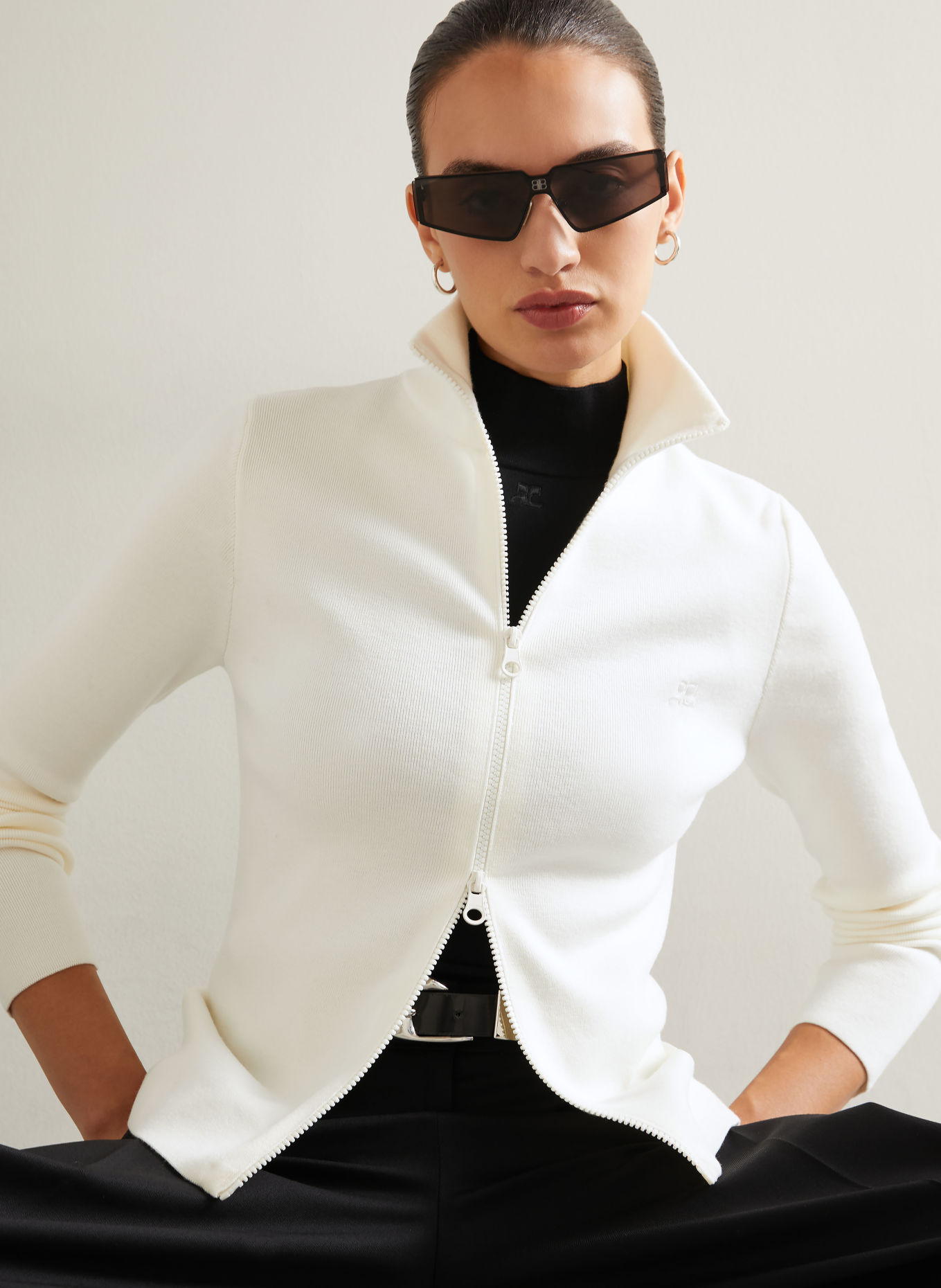 Courrèges Merinowool Cardigan: WHITE