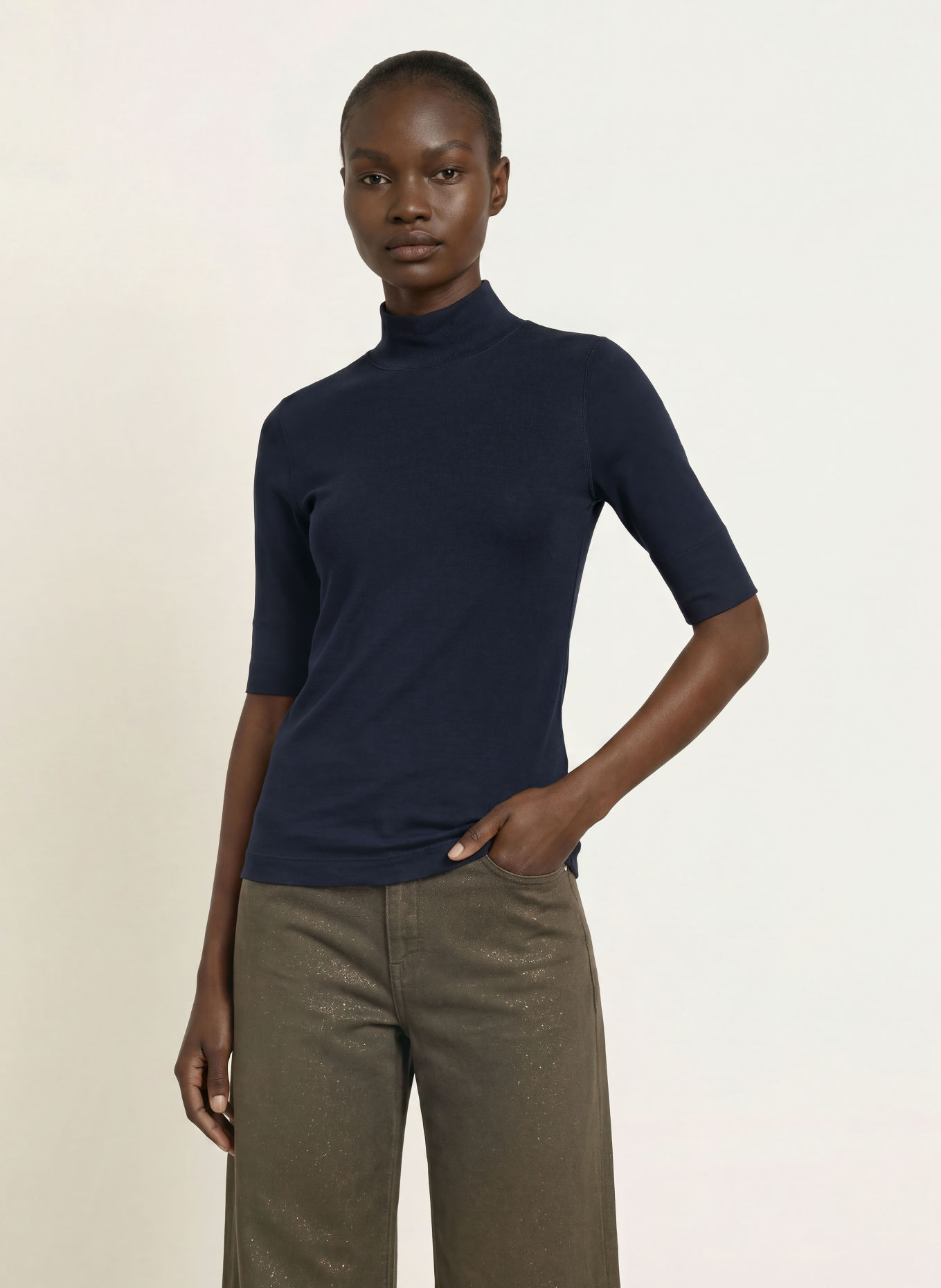 MARC CAIN Shirt mit 3/4-Arm: 394 navy