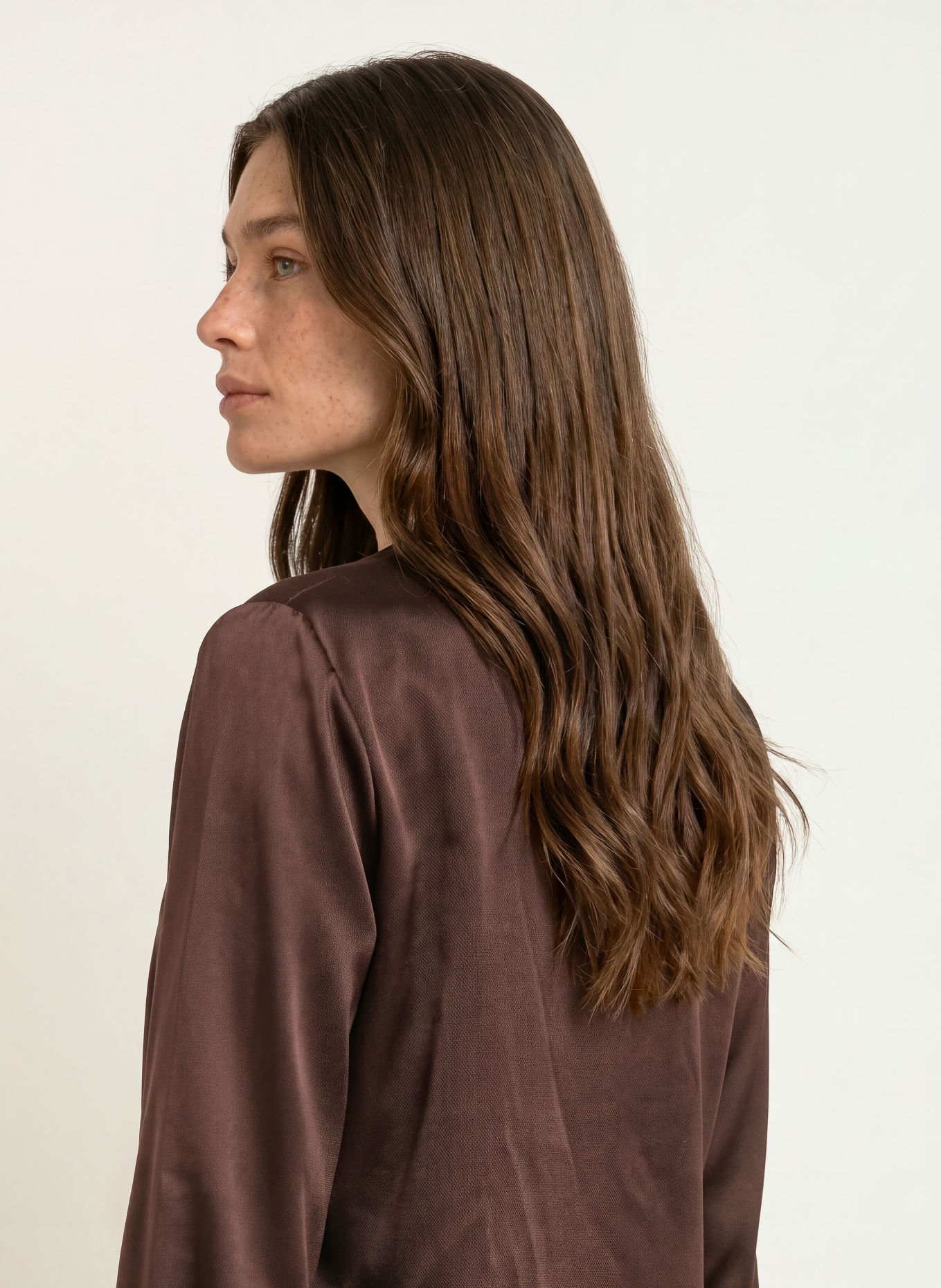MARC CAIN Blusenshirt aus Seide mit 3/4-Arm: 697 seal brown