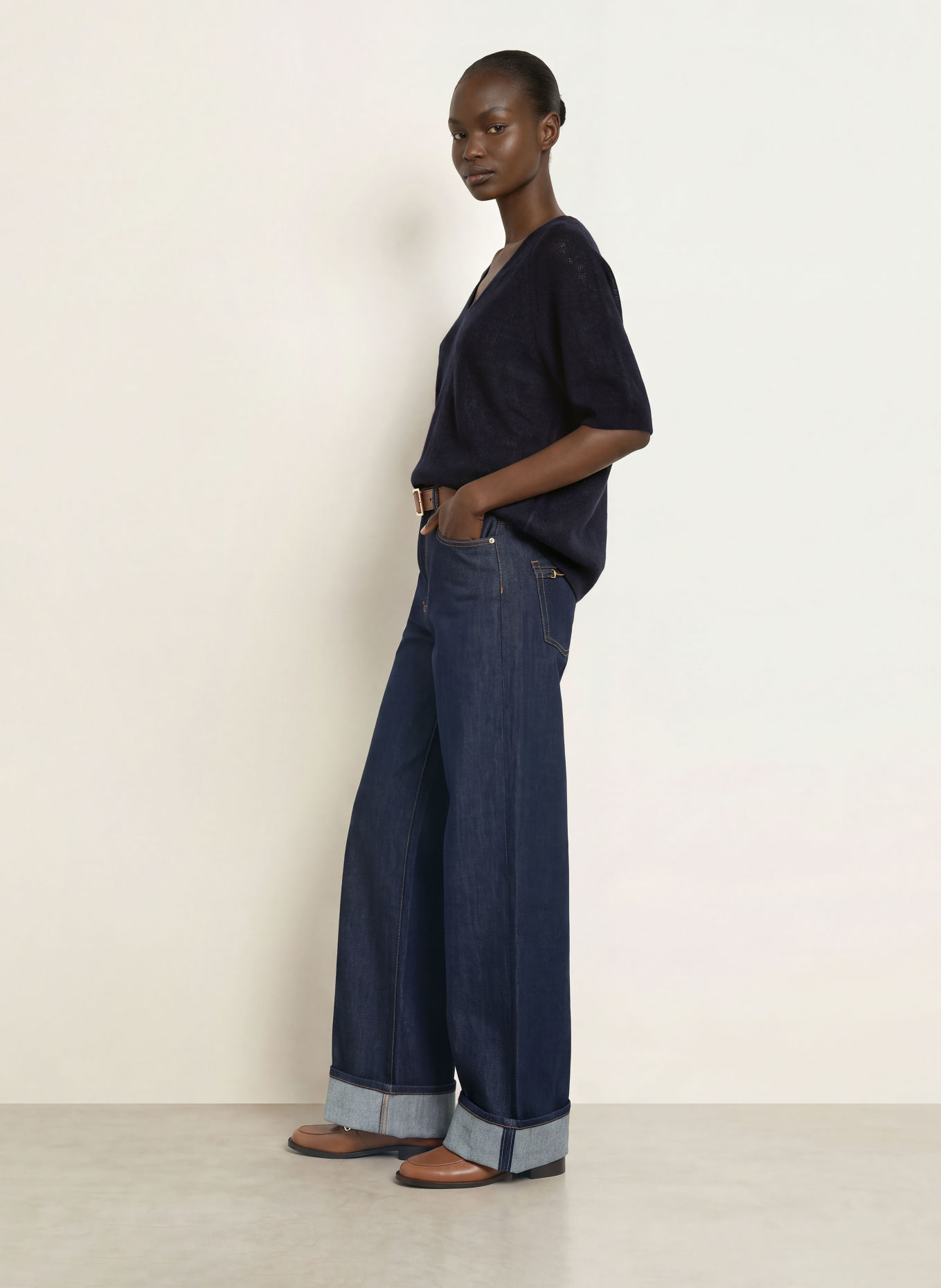 MARC CAIN Strickshirt mit Alpaka und Mohair: 394 navy