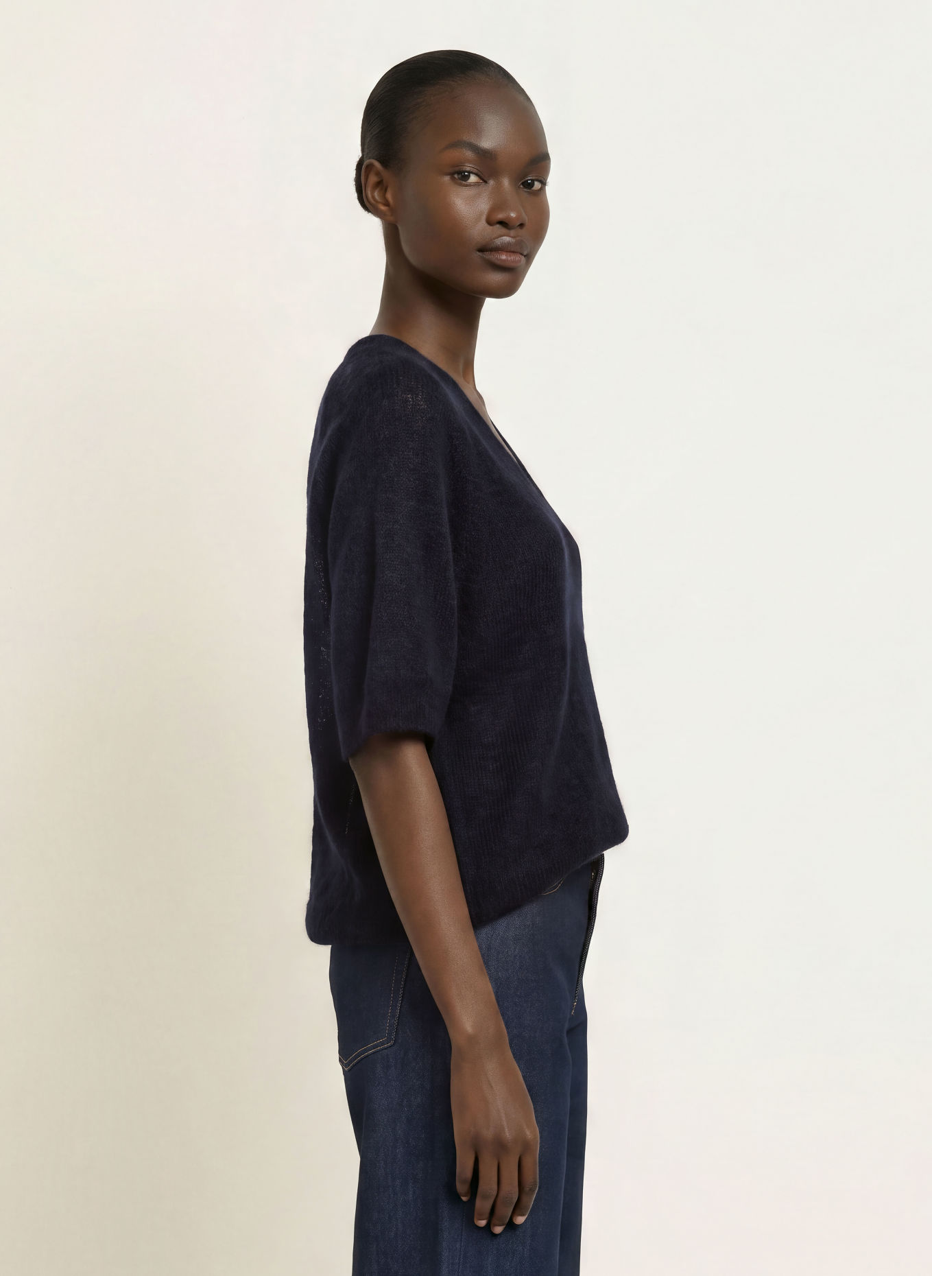 MARC CAIN Strickshirt mit Alpaka und Mohair: 394 navy