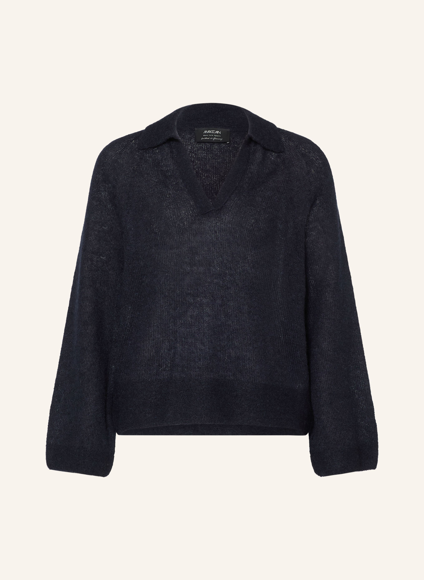 MARC CAIN Strick-Poloshirt mit Alpaka und Mohair: 394 navy