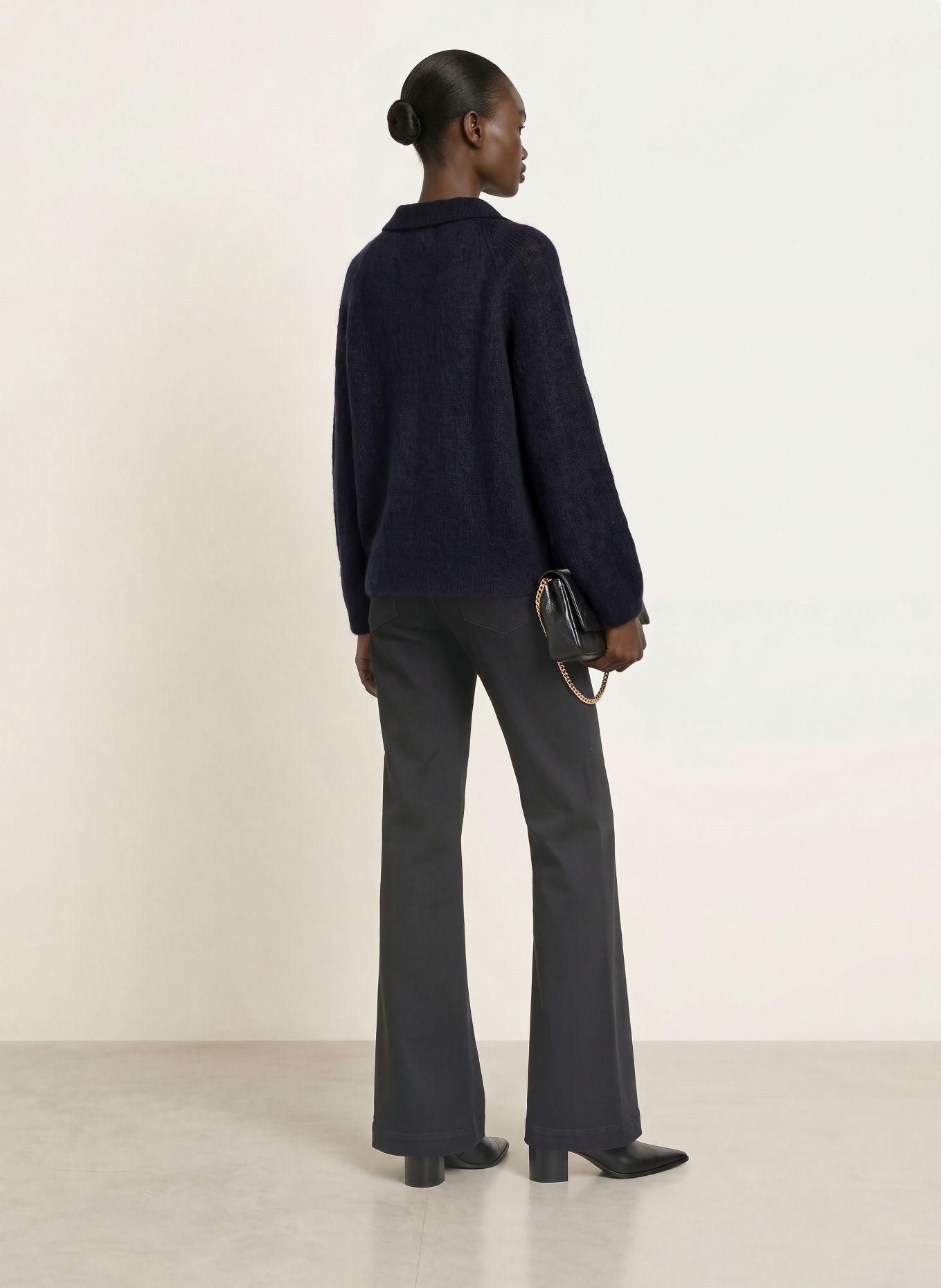 MARC CAIN Strick-Poloshirt mit Alpaka und Mohair: 394 navy