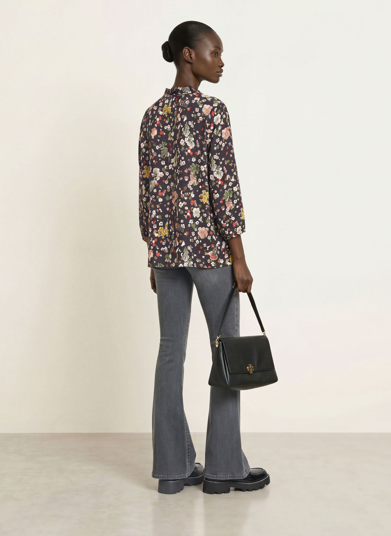MARC CAIN Blusenshirt mit 3/4-Arm und Rüschen: 394 navy