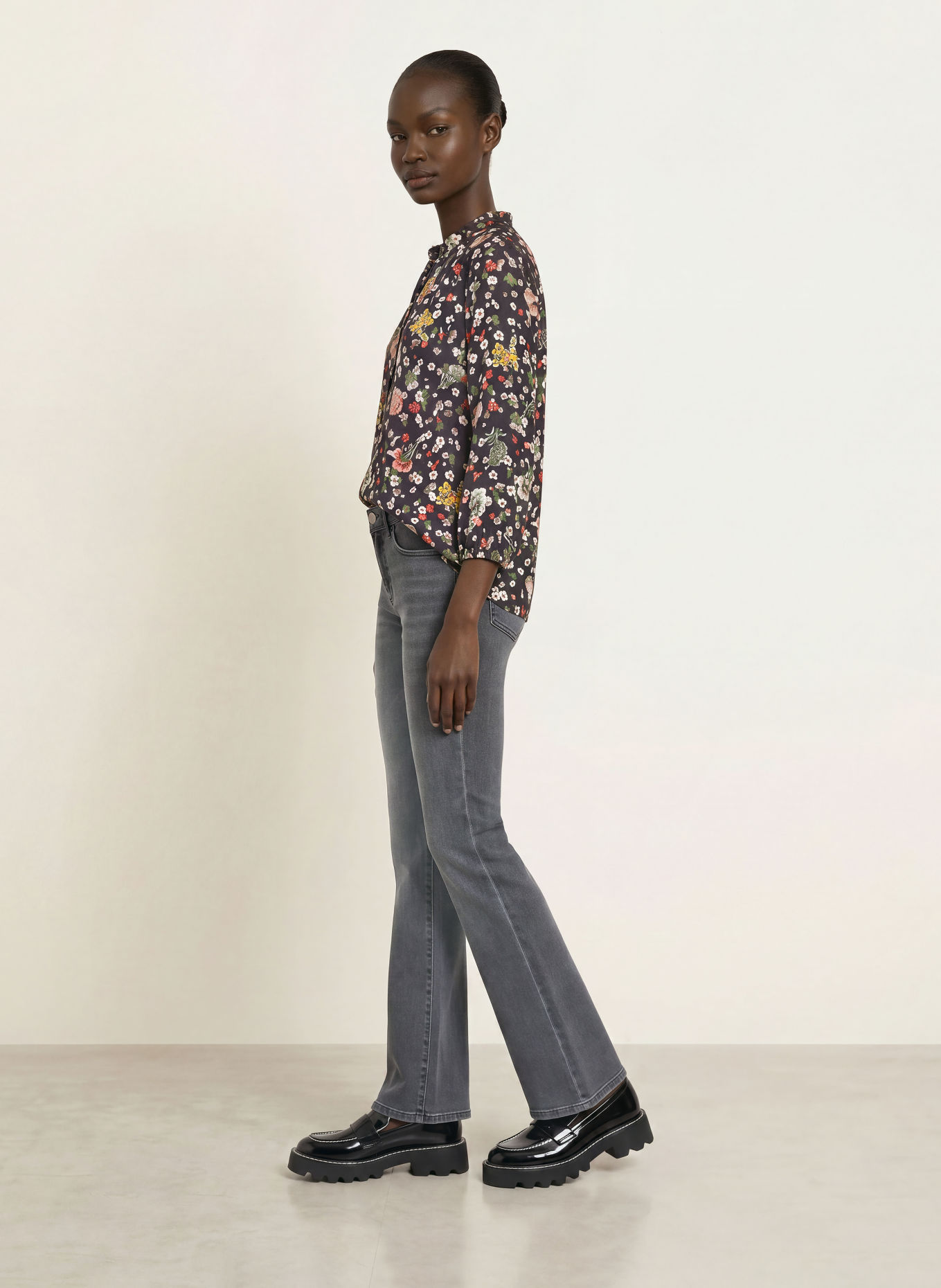 MARC CAIN Blusenshirt mit 3/4-Arm und Rüschen: 394 navy