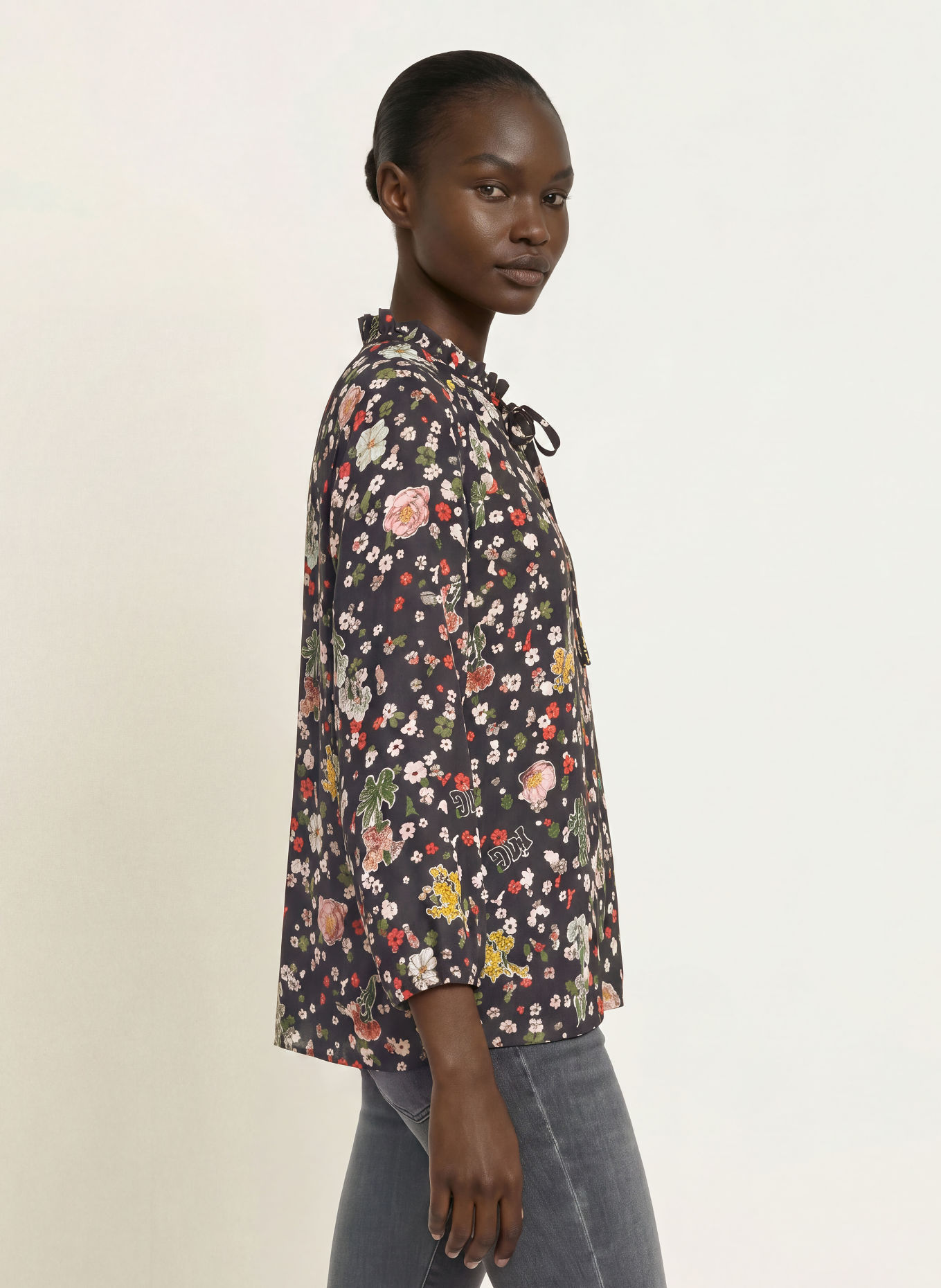 MARC CAIN Blusenshirt mit 3/4-Arm und Rüschen: 394 navy