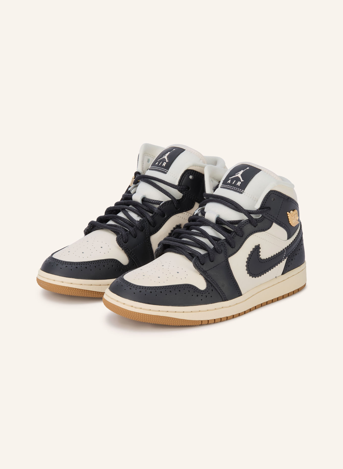 JORDAN Sneaker AIR JORDAN 1 MID SE: ECRU / GOLD / SCHWARZ