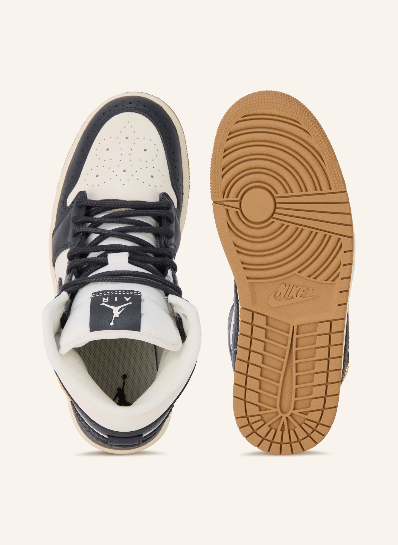 JORDAN Sneaker AIR JORDAN 1 MID SE: ECRU / GOLD / SCHWARZ