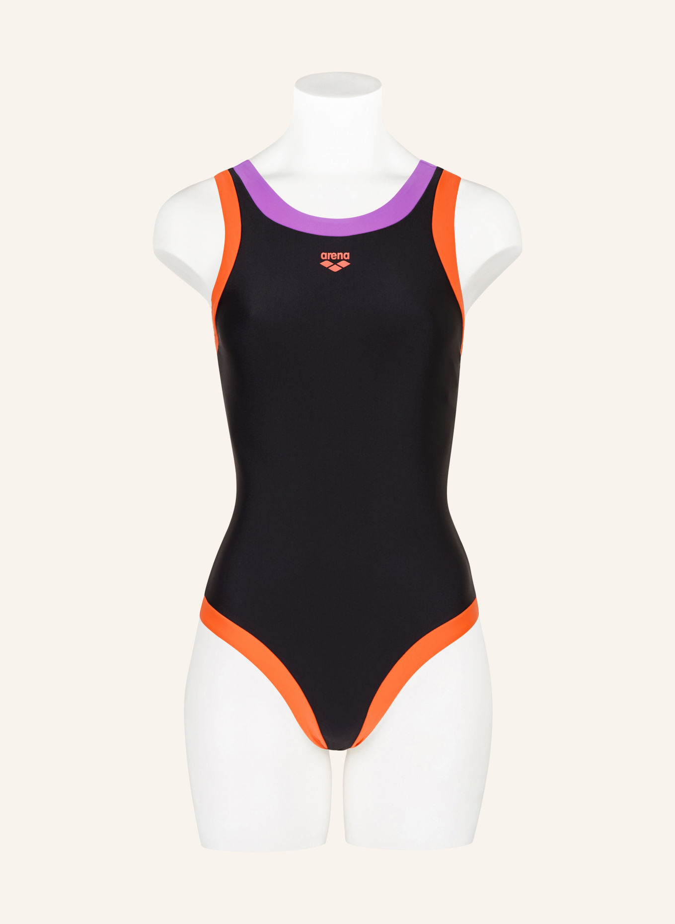 arena ARENA BOLD LINES swimsuit with UV protection 50+: BLACK / PURPLE / LIGHT RED