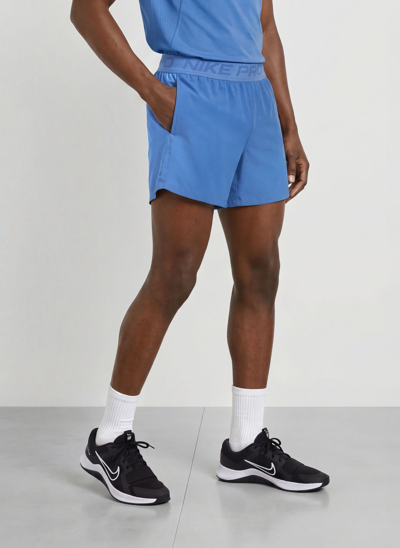 Nike Trainingsshort PRO TRAINING: BLAUW / ZWART