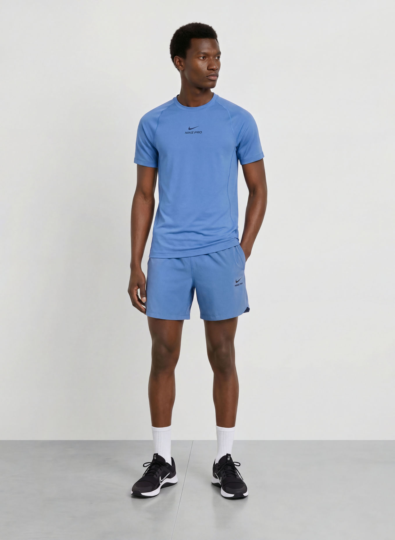 Nike Trainingsshirt PRO TRAINING: BLAUW / ZWART