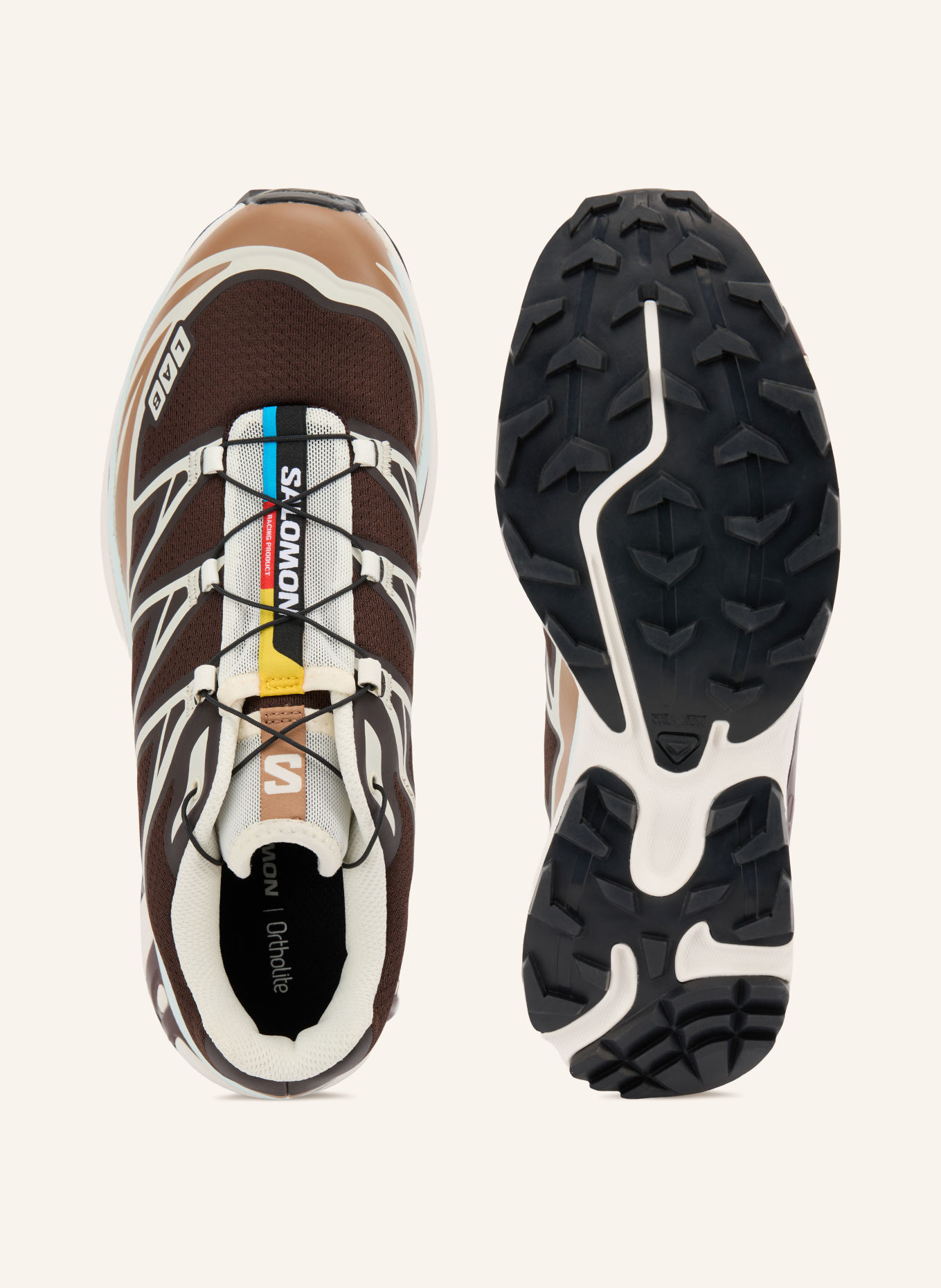 SALOMON XT-6 Sneakers: DARK BROWN / LIGHT BROWN / CREAM