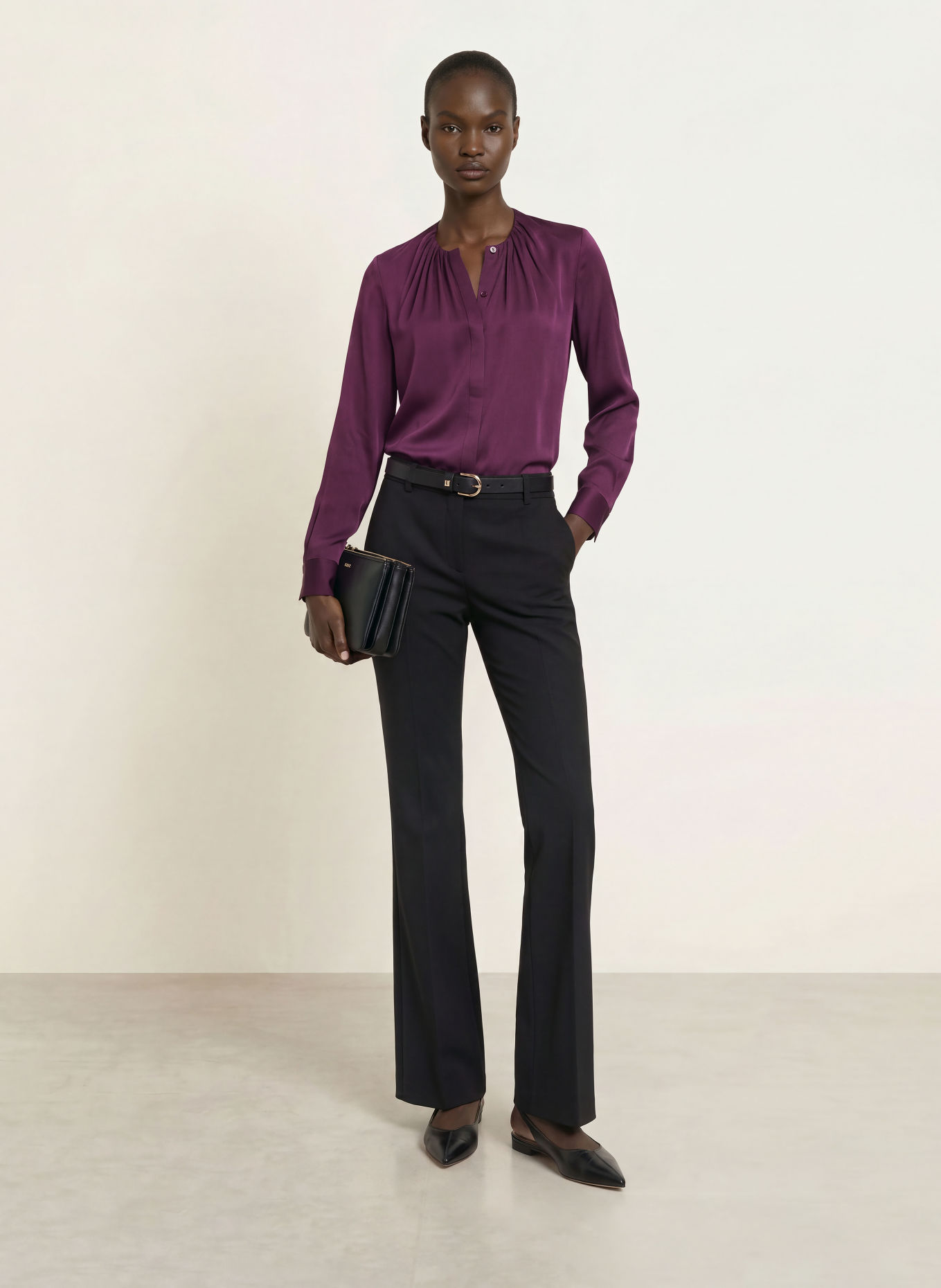 BOSS Bluse BANORAH mit Seide: DUNKELLILA