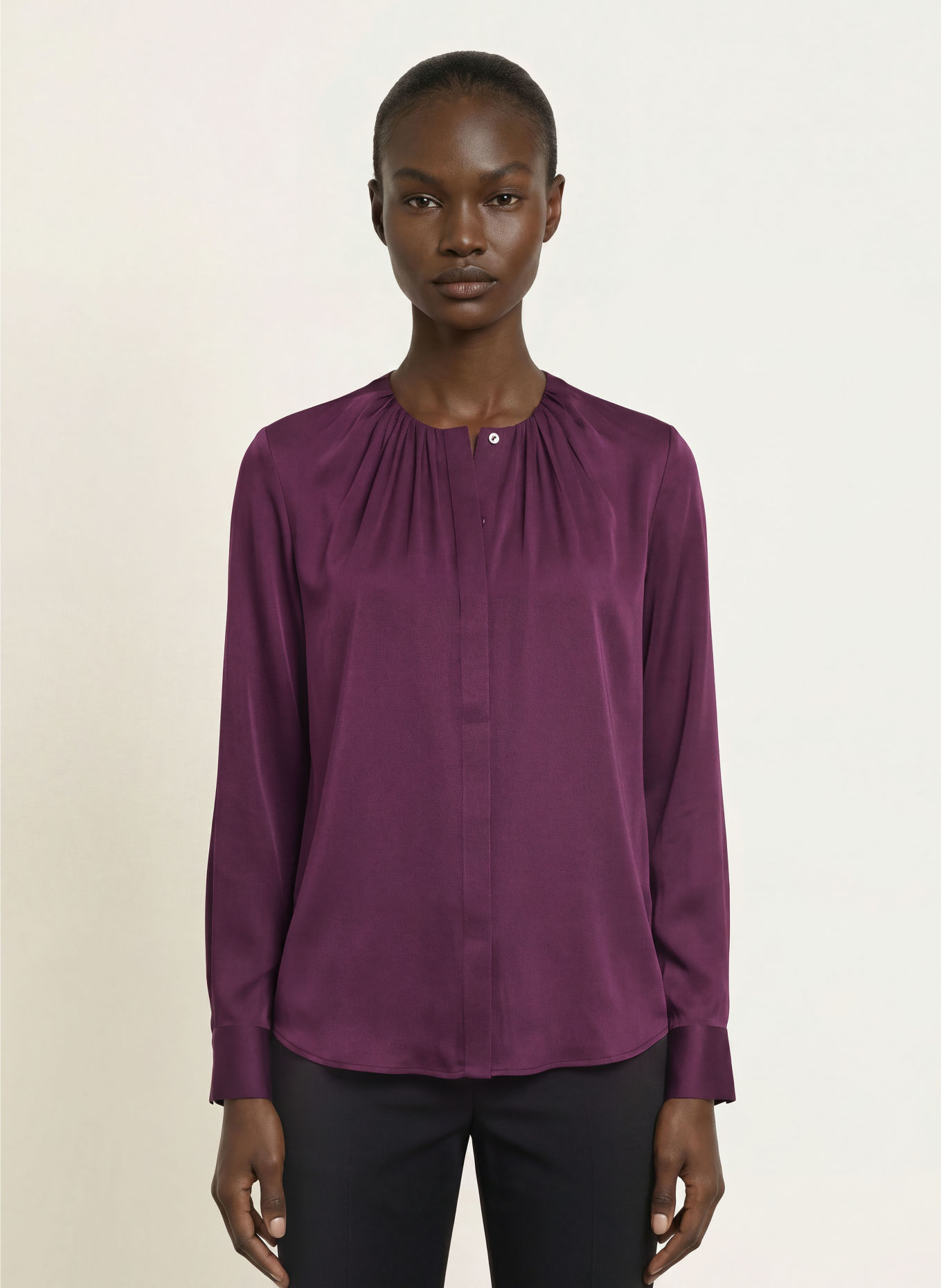BOSS Bluse BANORAH mit Seide: DUNKELLILA