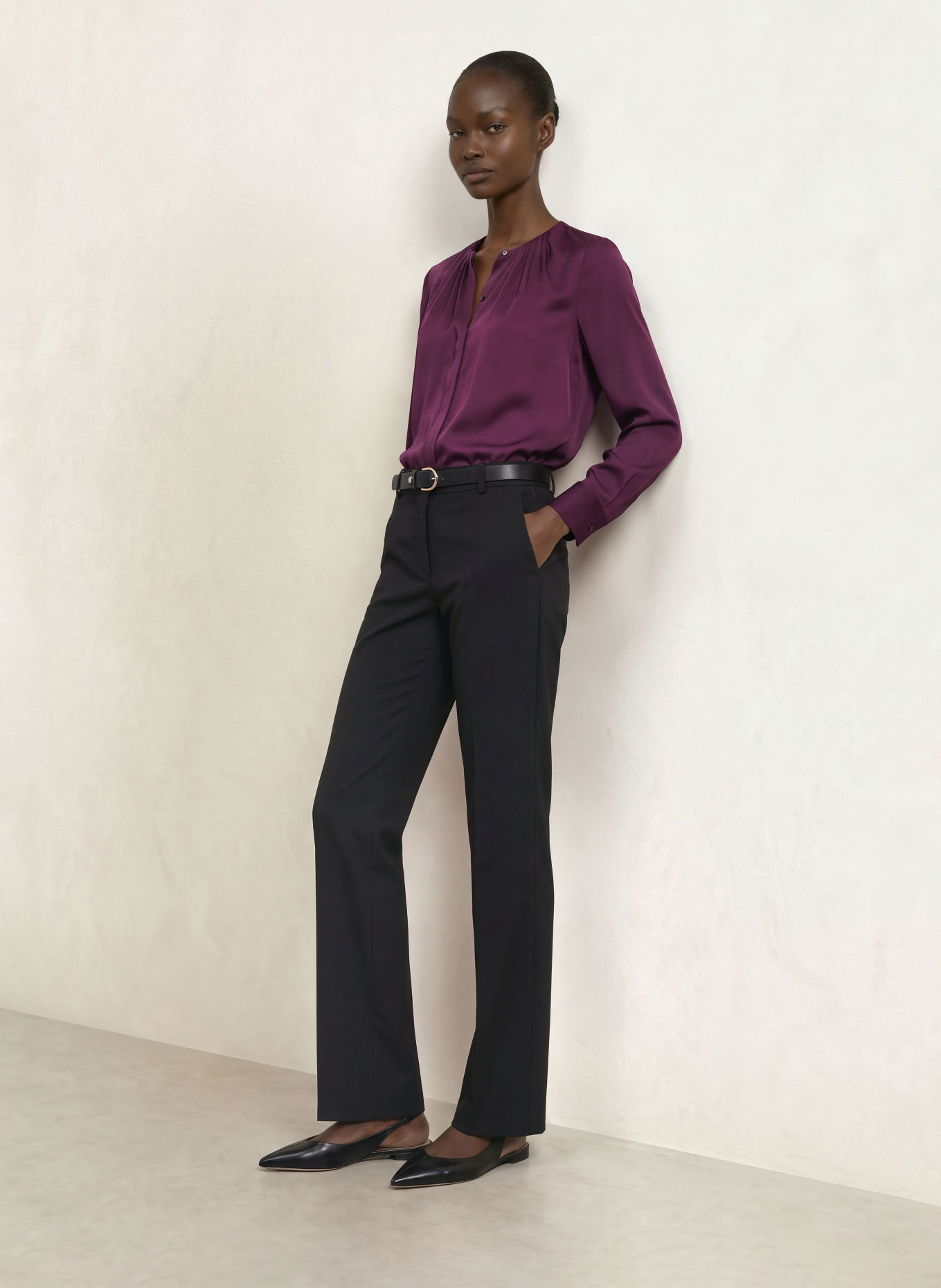 BOSS Bluse BANORAH mit Seide: DUNKELLILA