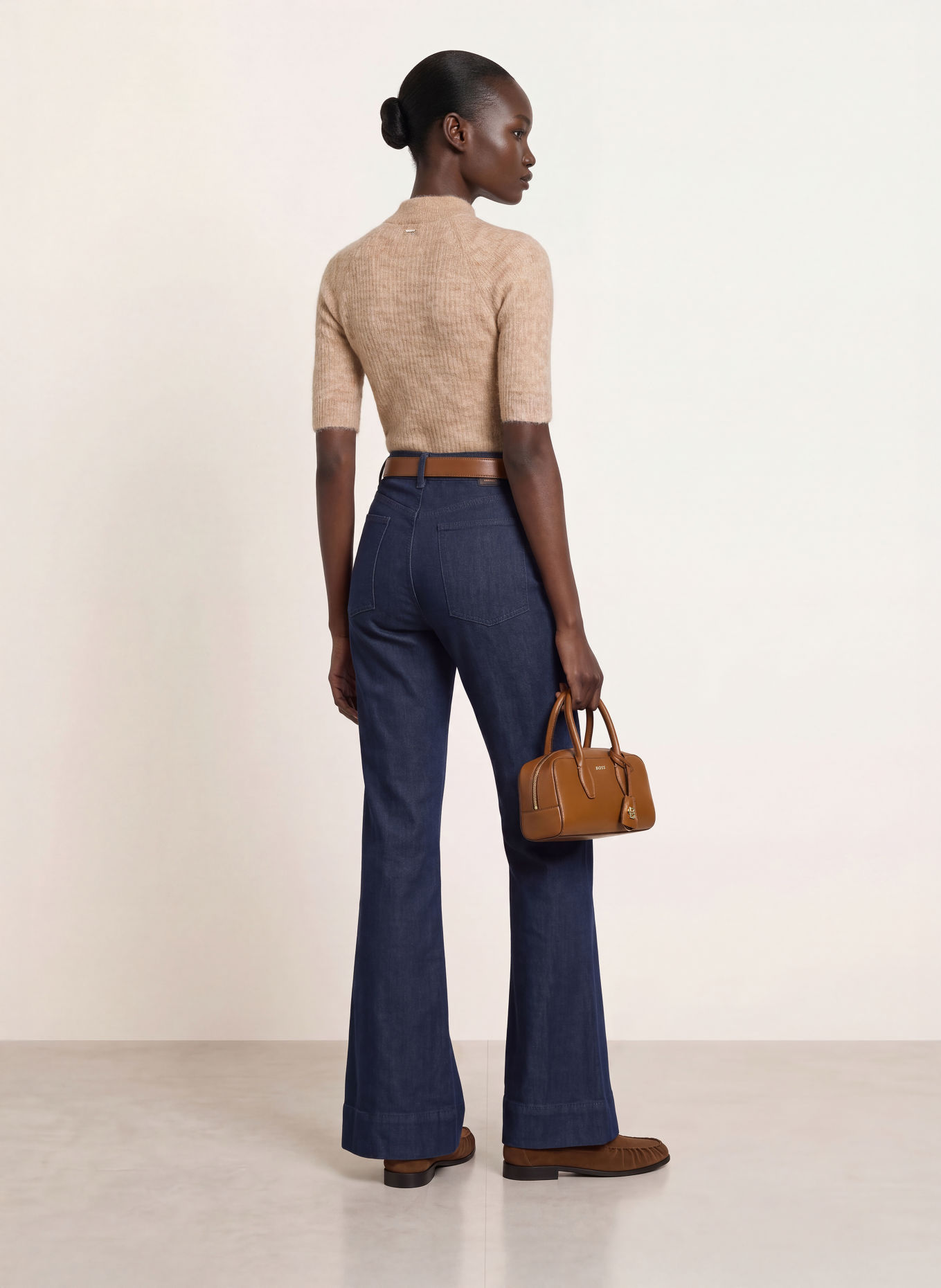 BOSS FEWE Knit Sweatshirt with Alpaca: BEIGE
