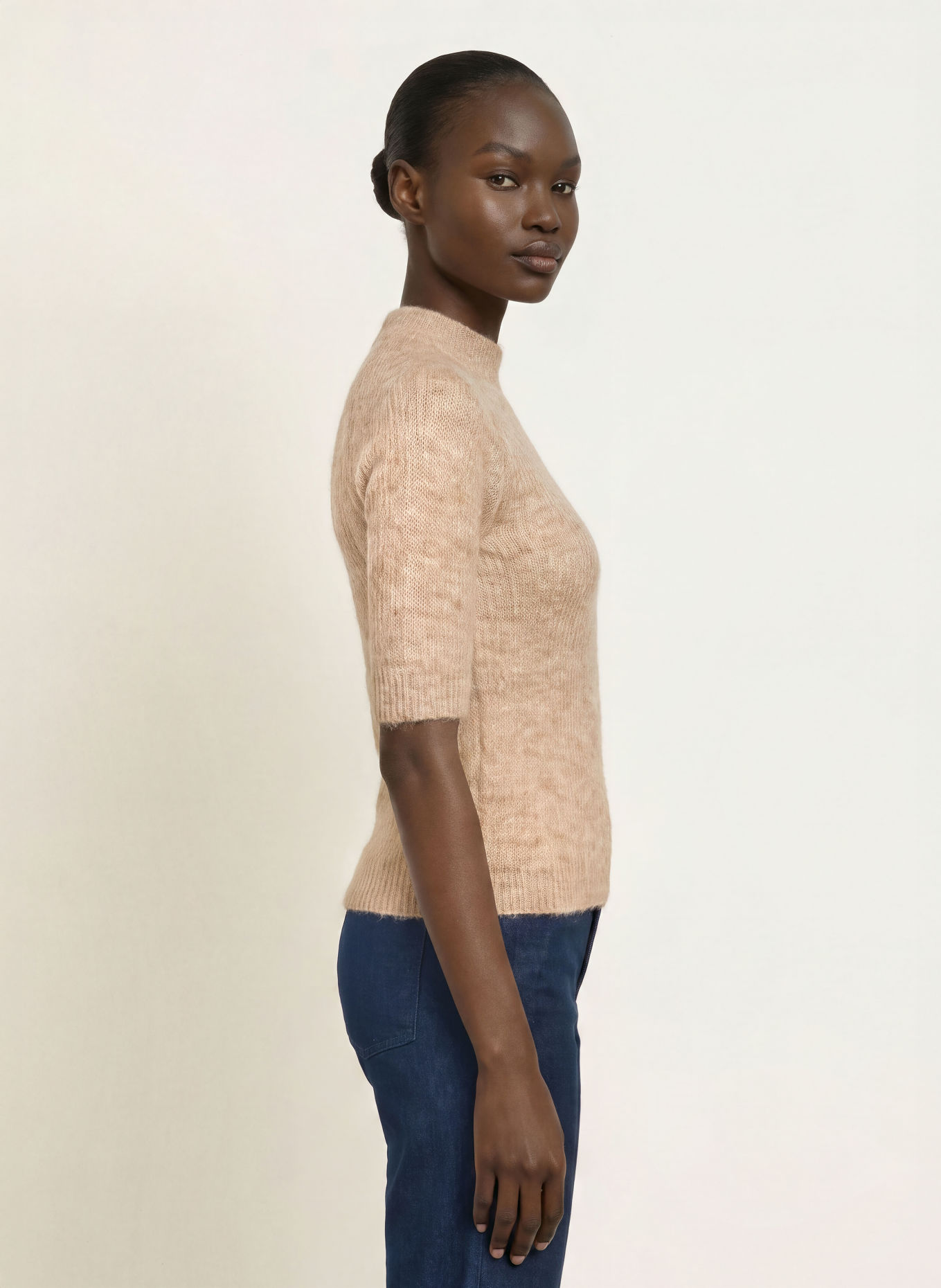 BOSS FEWE Knit Sweatshirt with Alpaca: BEIGE