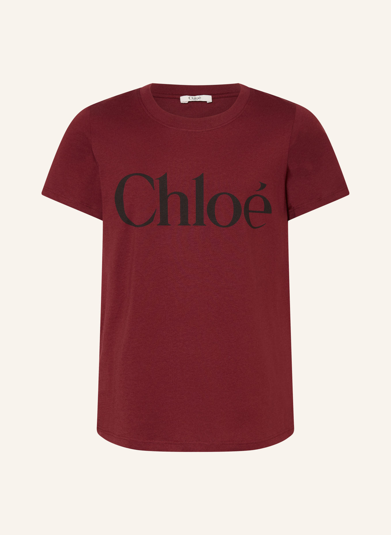 Chloé T-shirt: DONKERROOD / ZWART